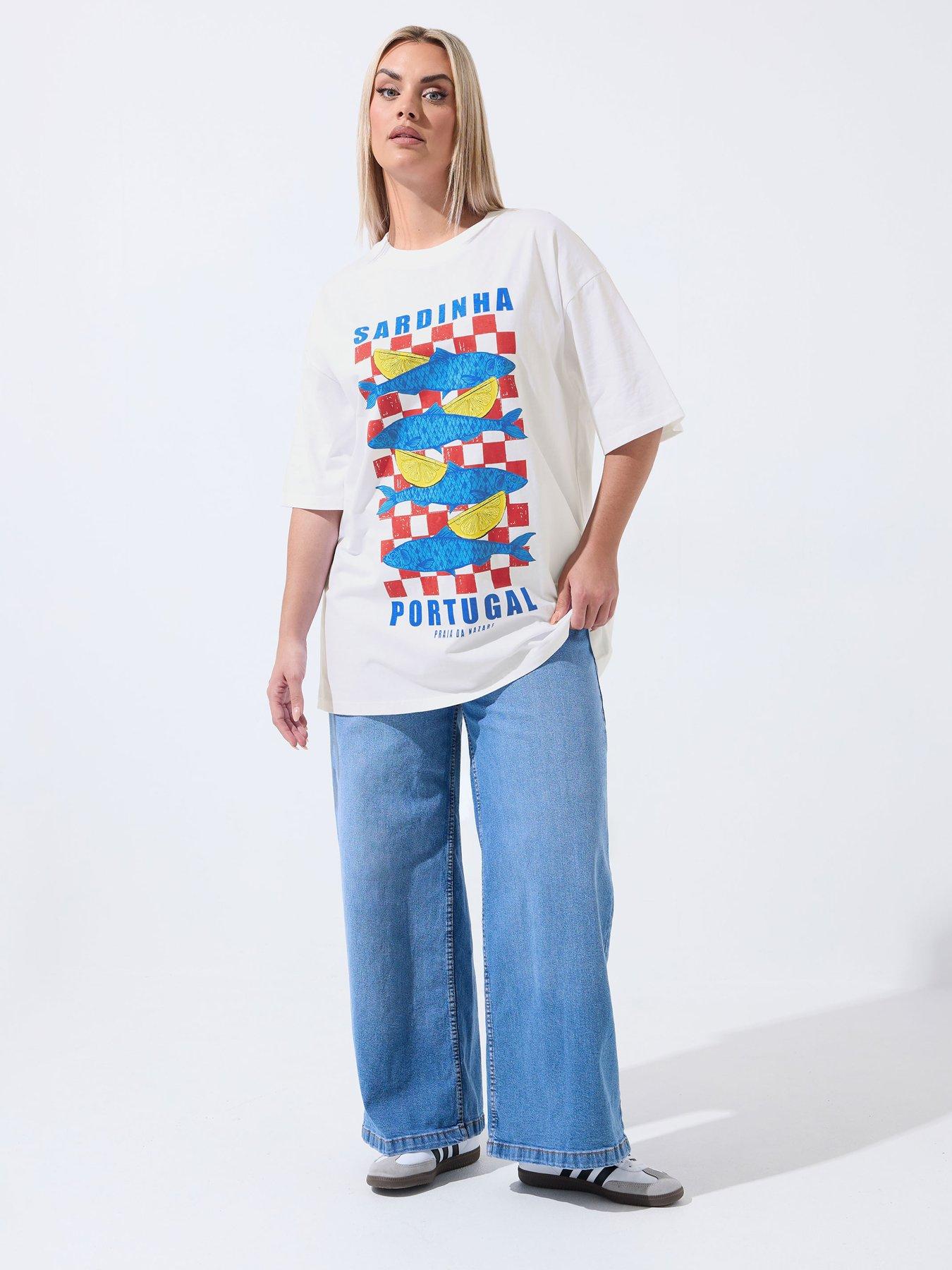 Image 3 of 5 of Yours Curve Sardinha Fish Longline T-shirt
