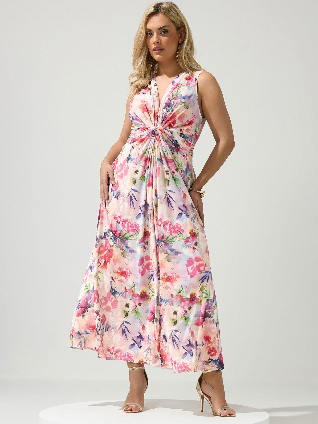 Yours Curve Knot Front Sleeveless Maxi Dress - White