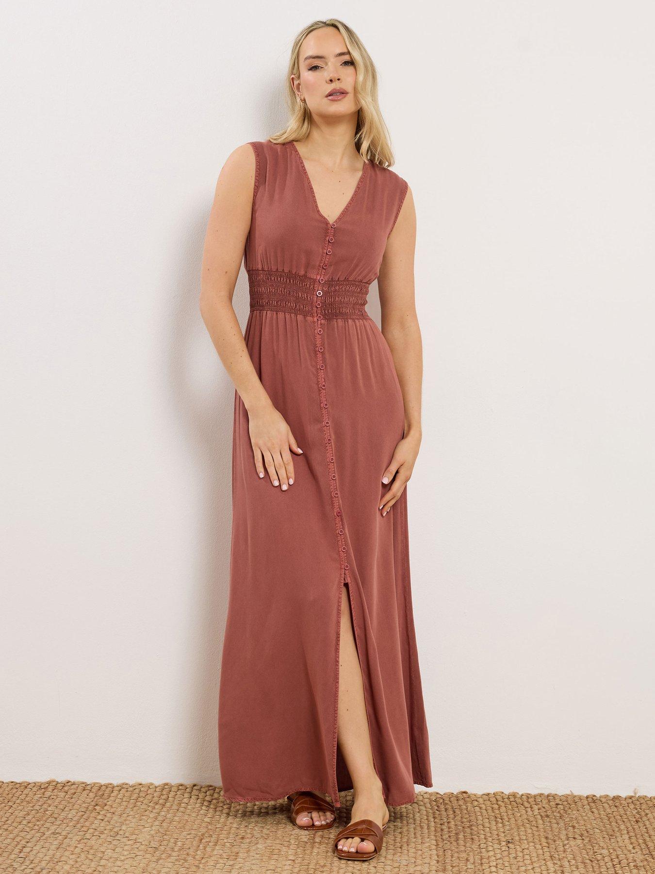 Long Tall Sally Tall Acid Wash Shirred Waist Dress