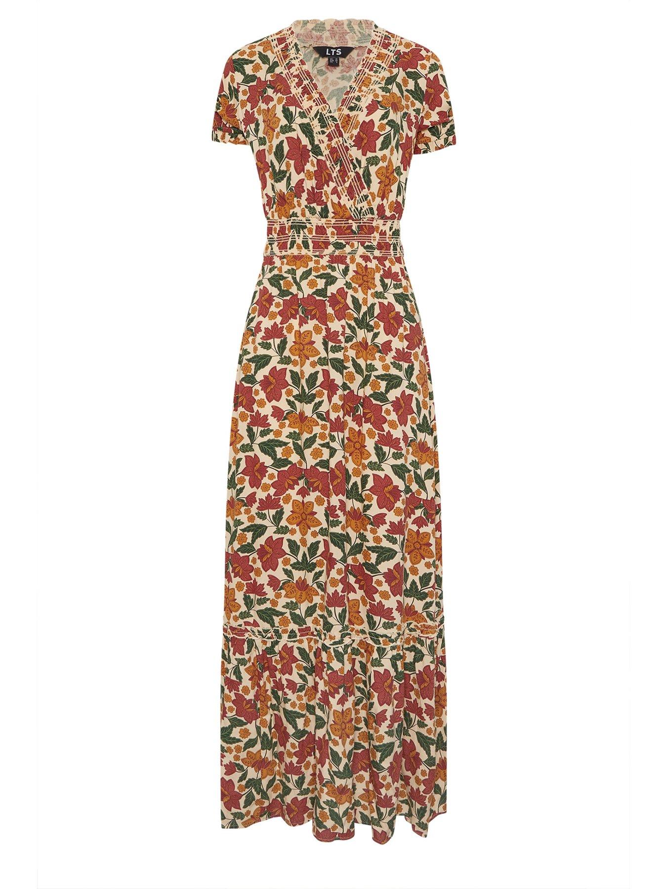 Image 5 of 5 of Long Tall Sally Floral Shirred Maxi Dress - Orange
