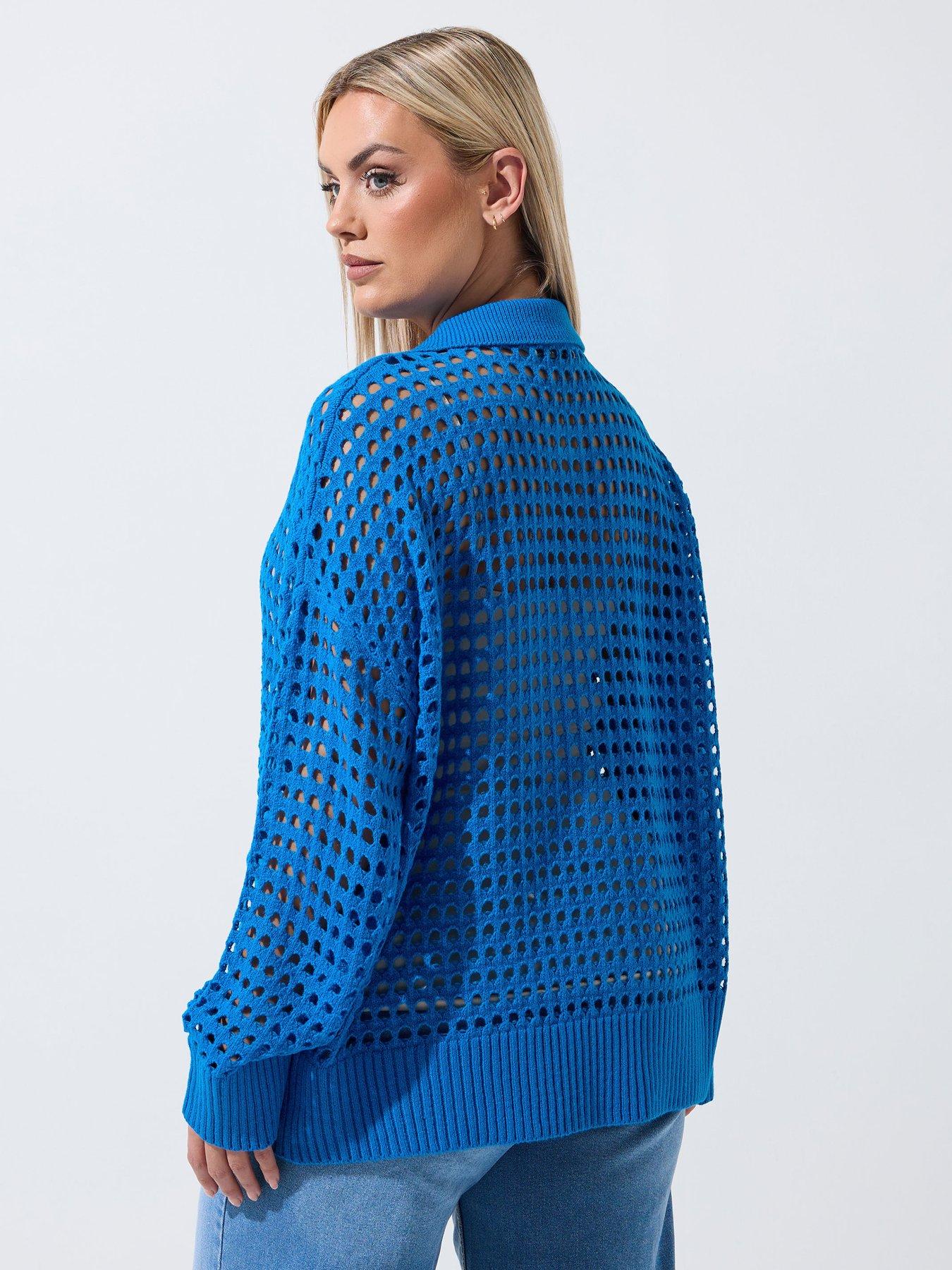 Image 2 of 5 of Yours Curve Crochet Collar Long Sleeve Shirt