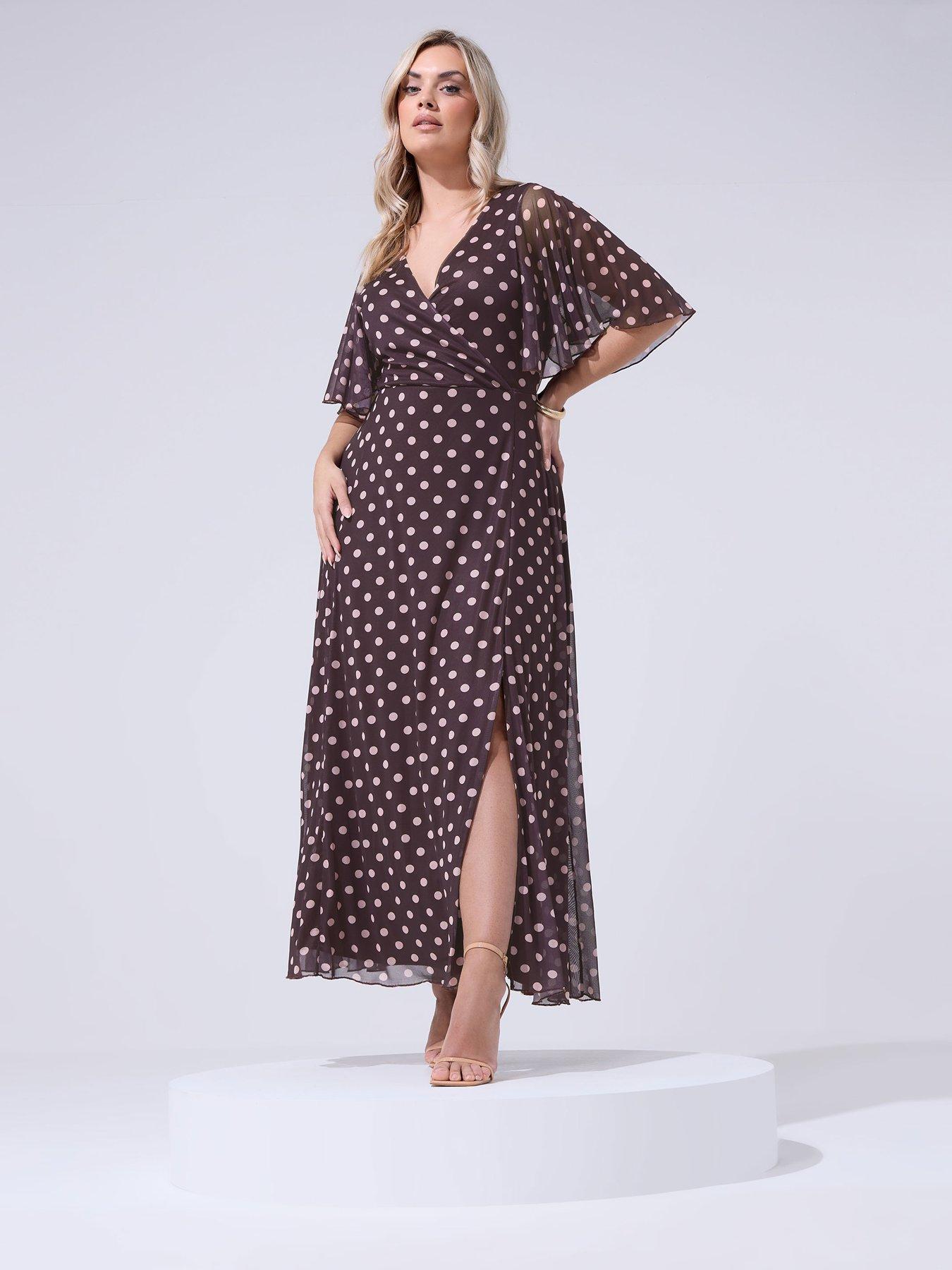 yours-curve-polka-dot-print-mesh-wrap-maxi-dressback