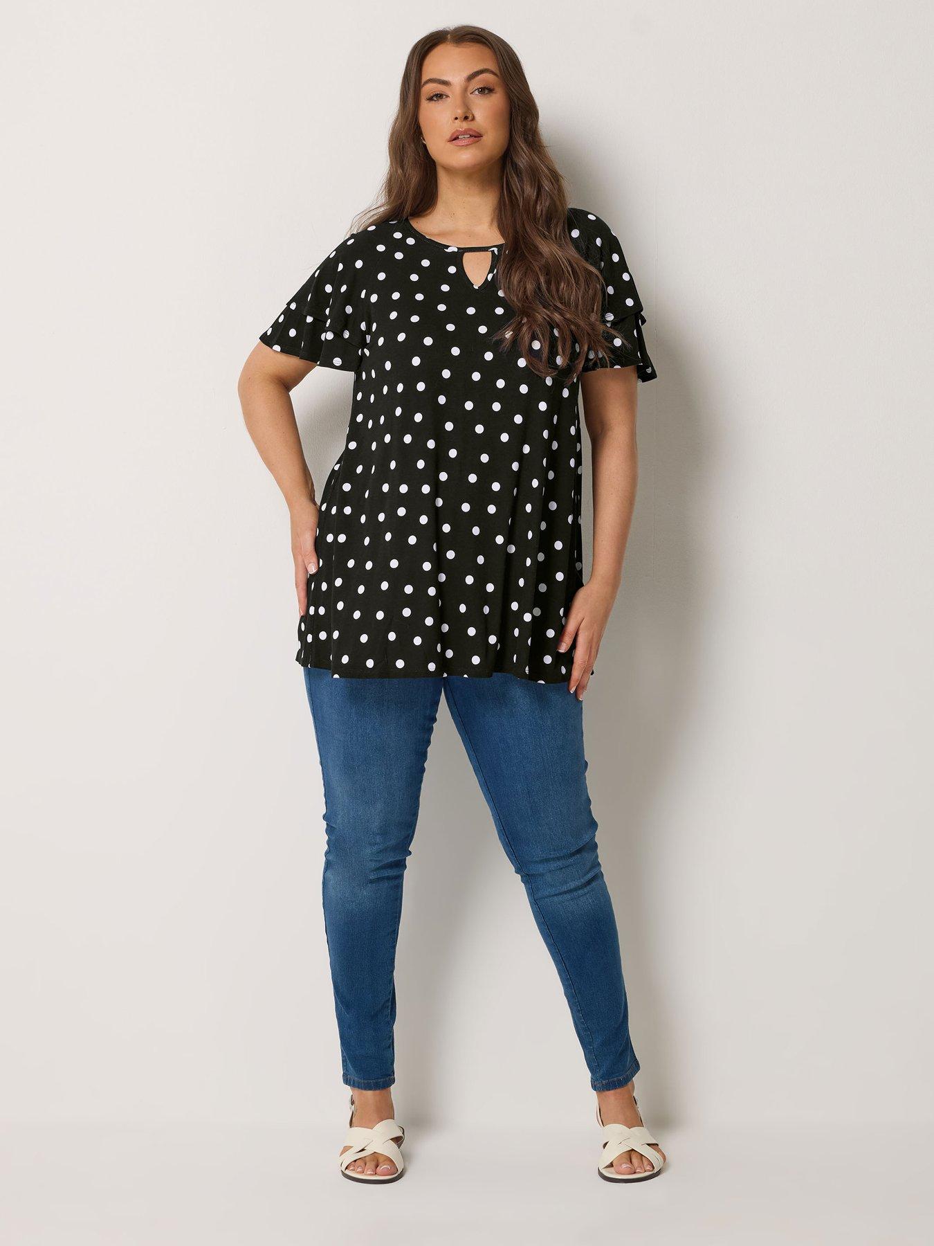 Image 3 of 5 of Yours Curve Double Frill Keyhole Blouse - Black