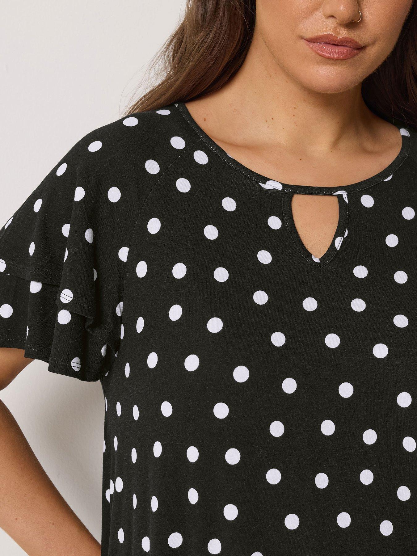 Image 4 of 5 of Yours Curve Double Frill Keyhole Blouse - Black