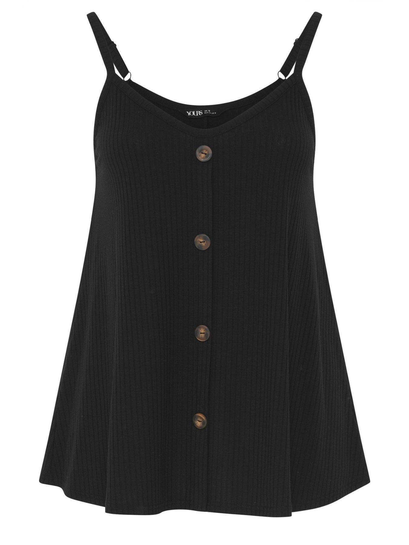 Image 5 of 5 of Yours Curve Ribbed Swing Cami - Black