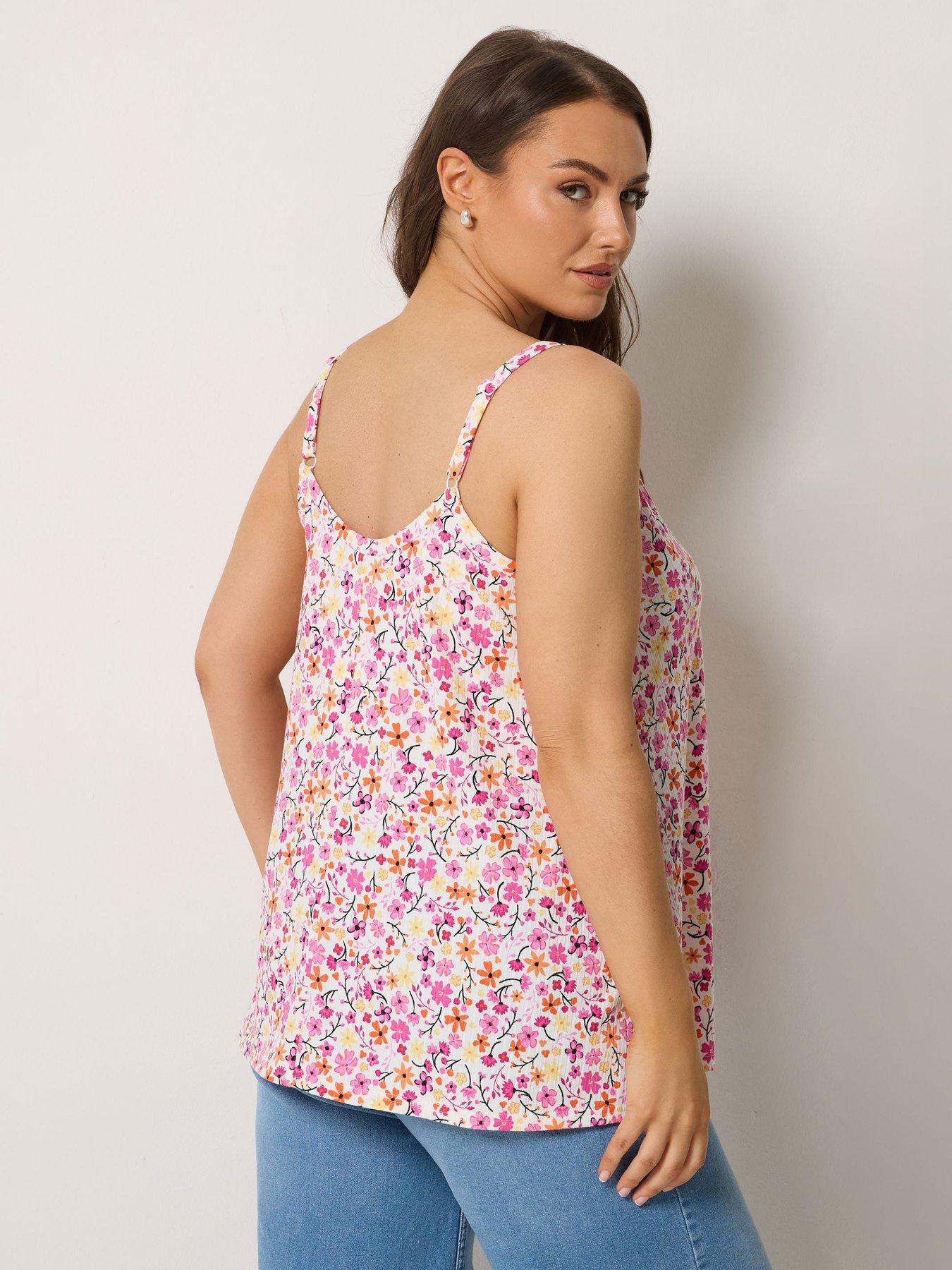 yours-curve-ribbed-swing-daisy-print-cami-whitestillFront