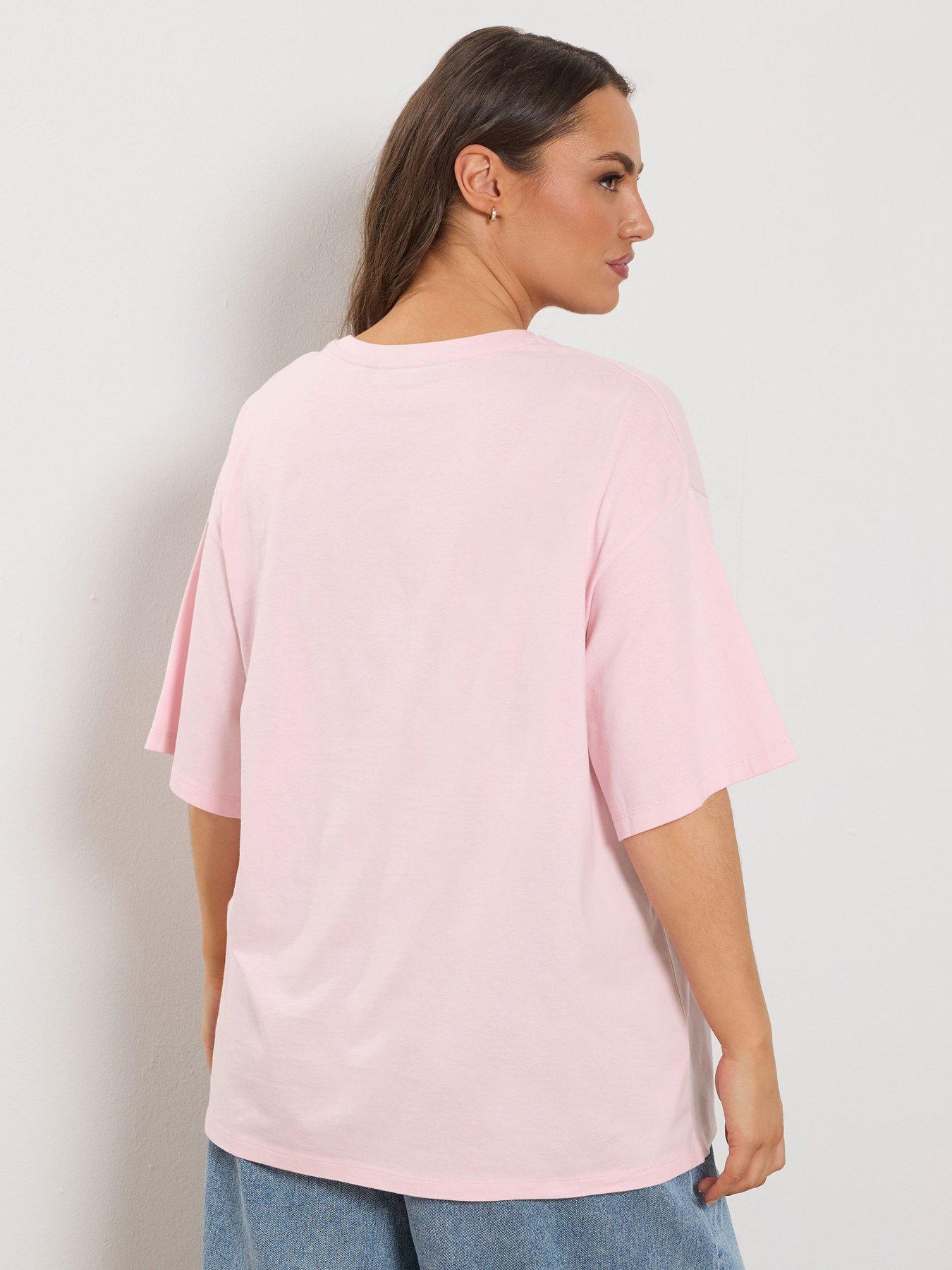 yours-curve-placement-boxy-t-shirt-pinkstillFront
