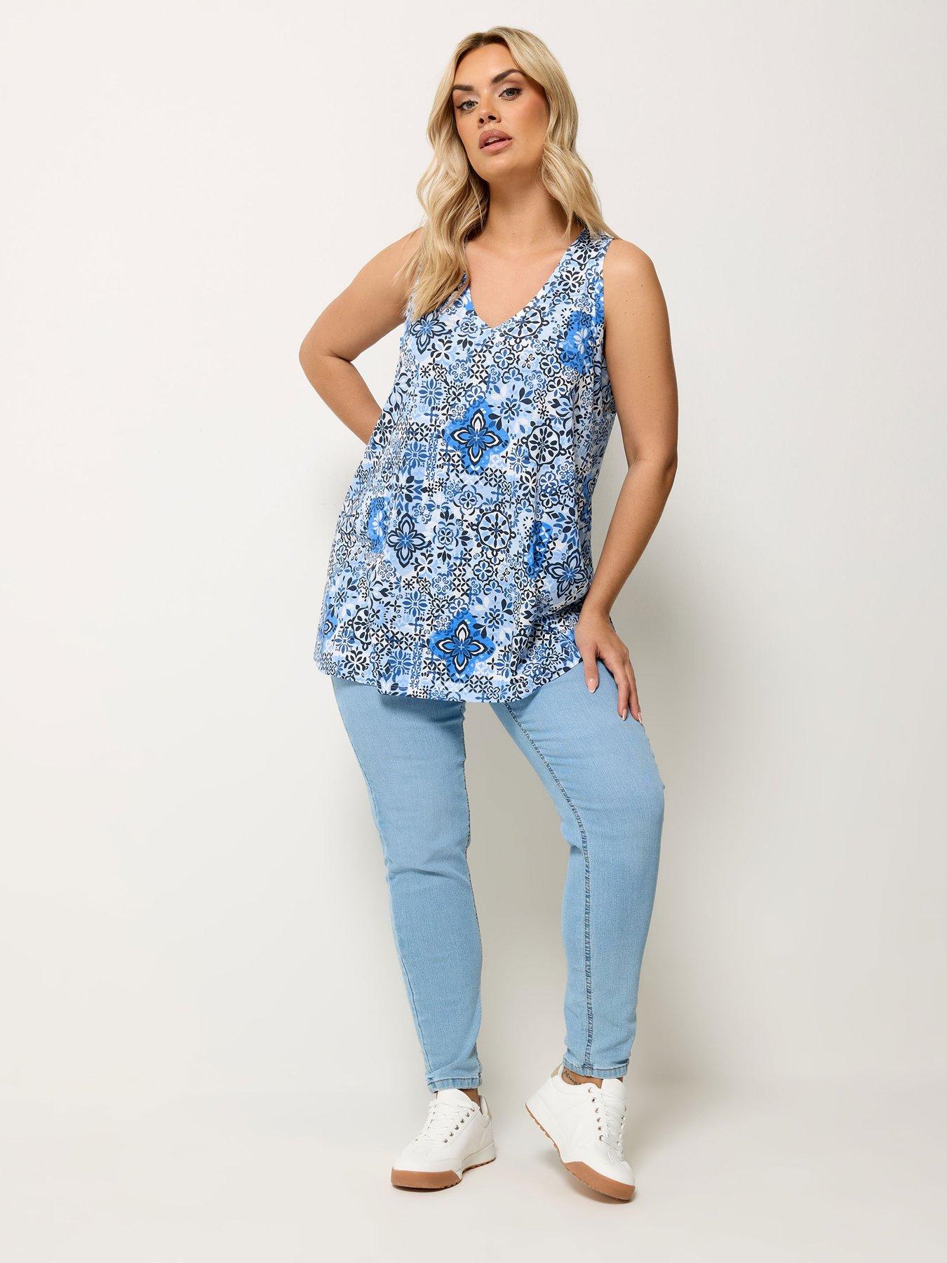 yours-curve-cotton-slub-v-neck-vest-blueback
