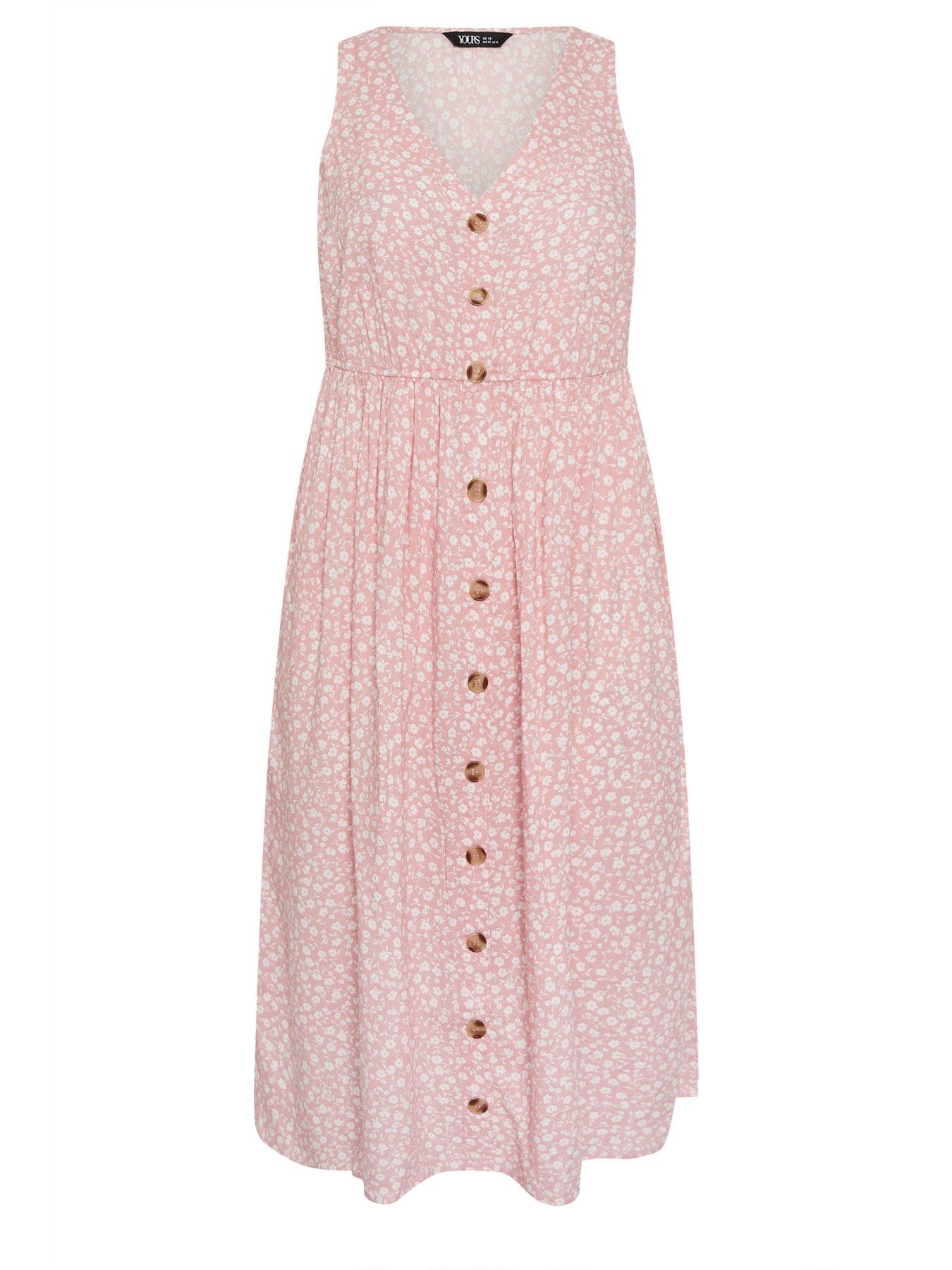 Image 6 of 6 of Yours Curve Ditsy Print Button Through Sundress