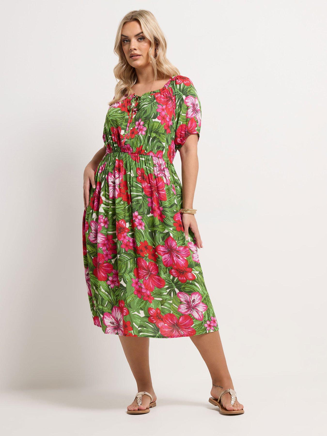 Yours Curve Gypsy Bardot Midaxi Dress - Green