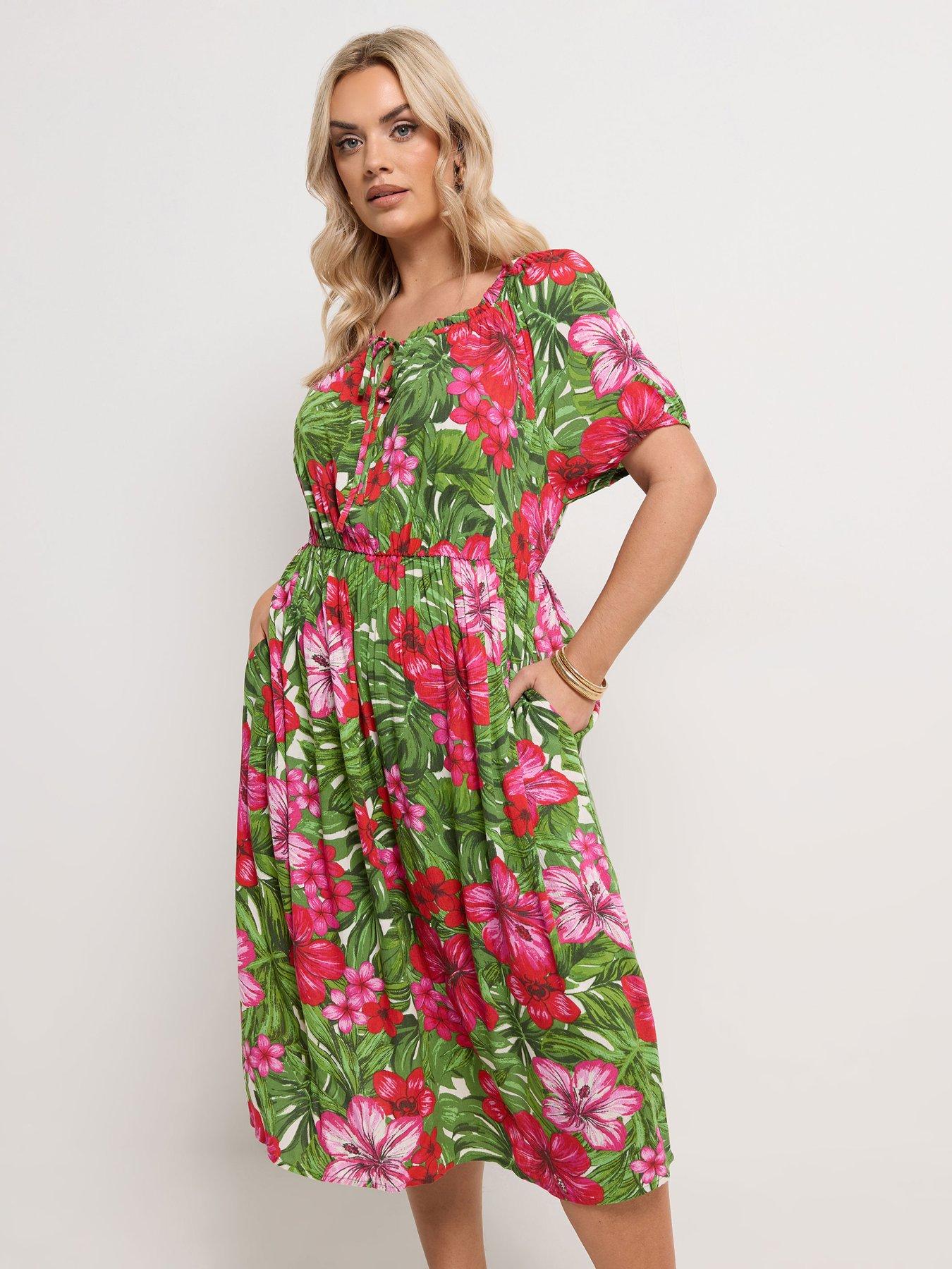 Image 3 of 5 of Yours Curve Gypsy Bardot Midaxi Dress - Green