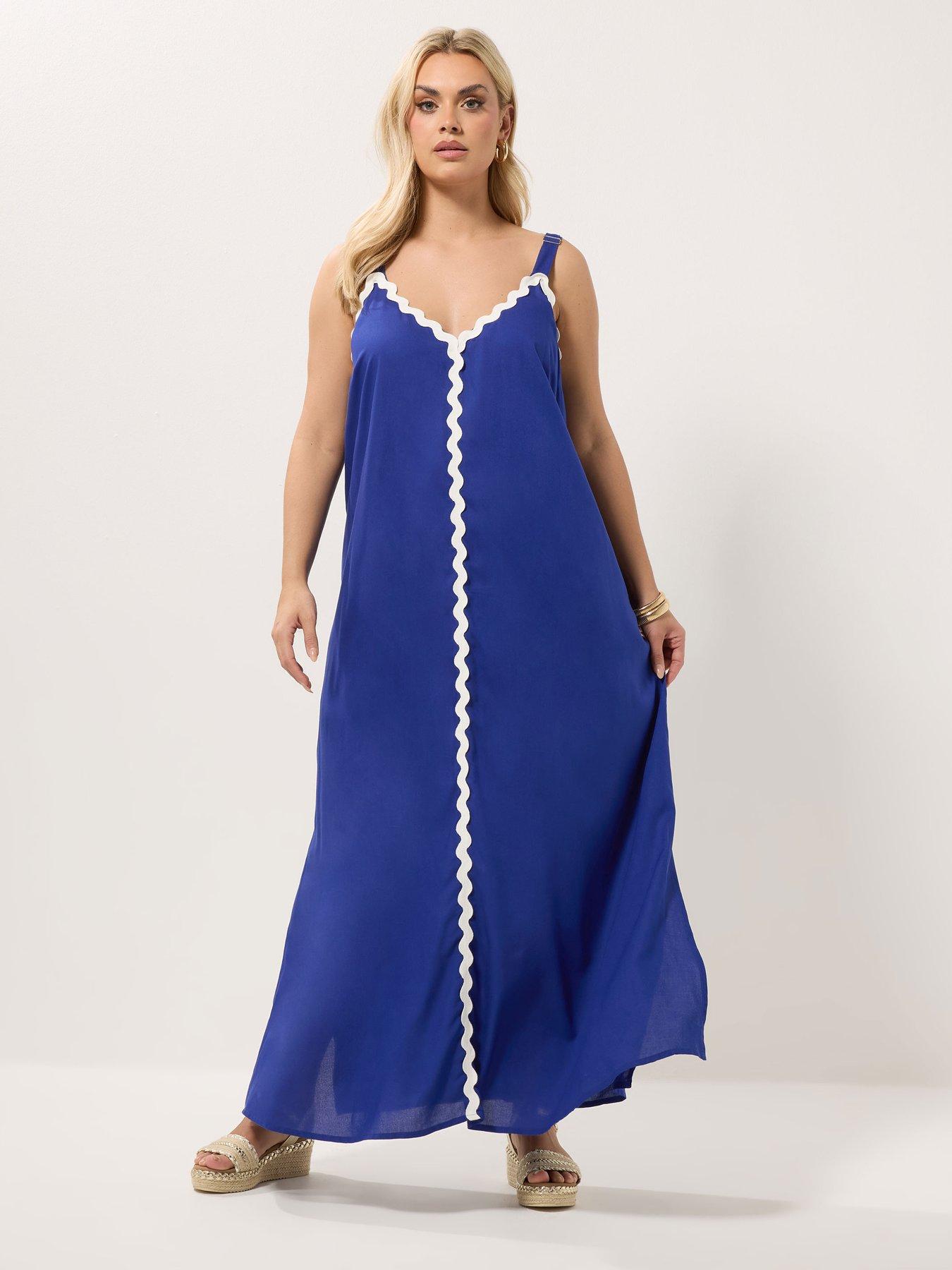 Yours Curve Ric-Rac Maxi Dress - Blue | Very Ireland