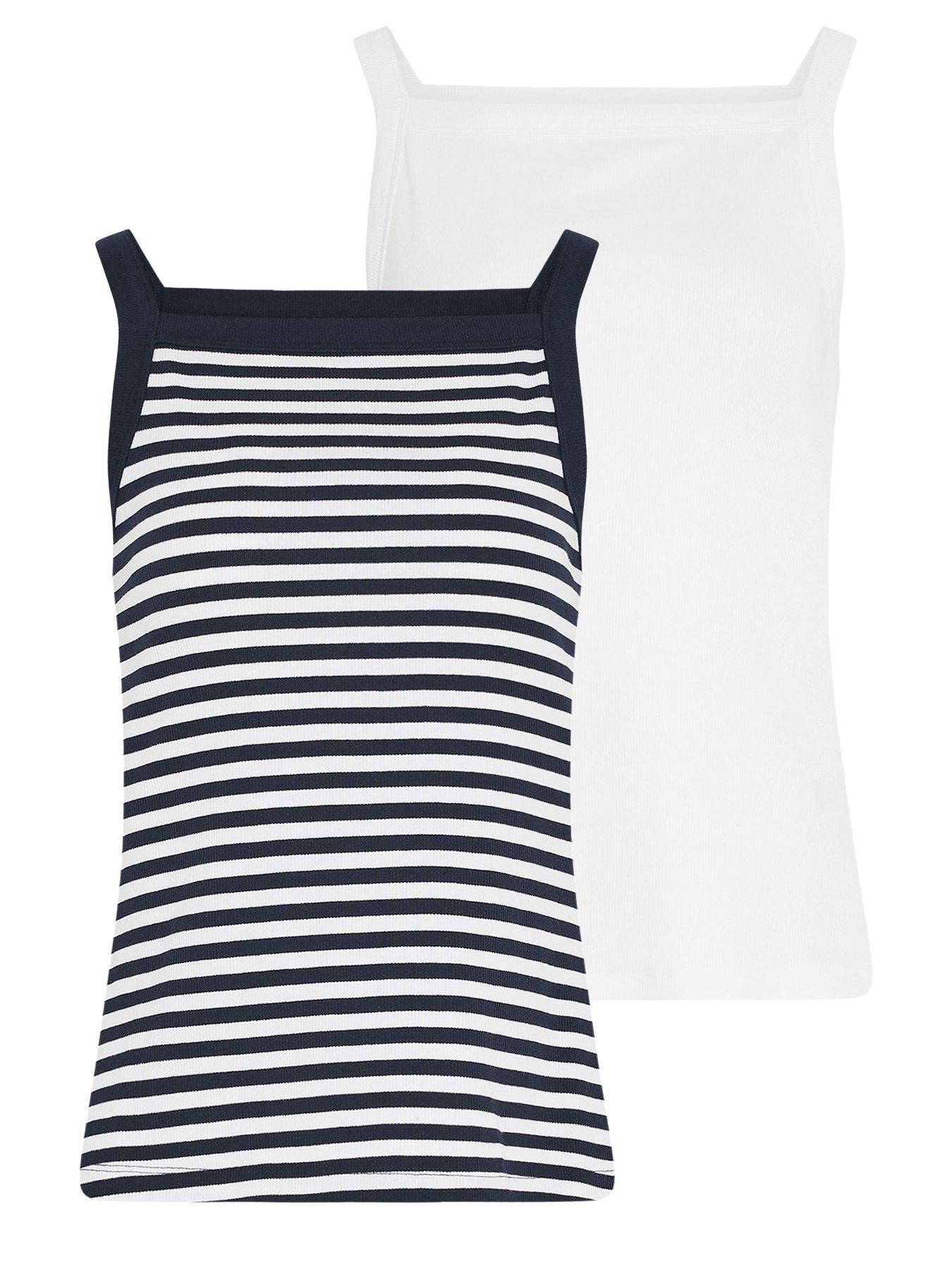 Image 6 of 6 of Long Tall Sally 2 Pack High Neck Ribbed Vest - White