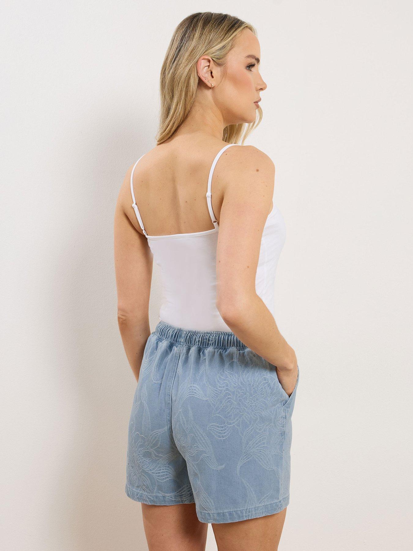 Image 2 of 4 of Long Tall Sally Premium Denim Jacquard Shorts - Blue