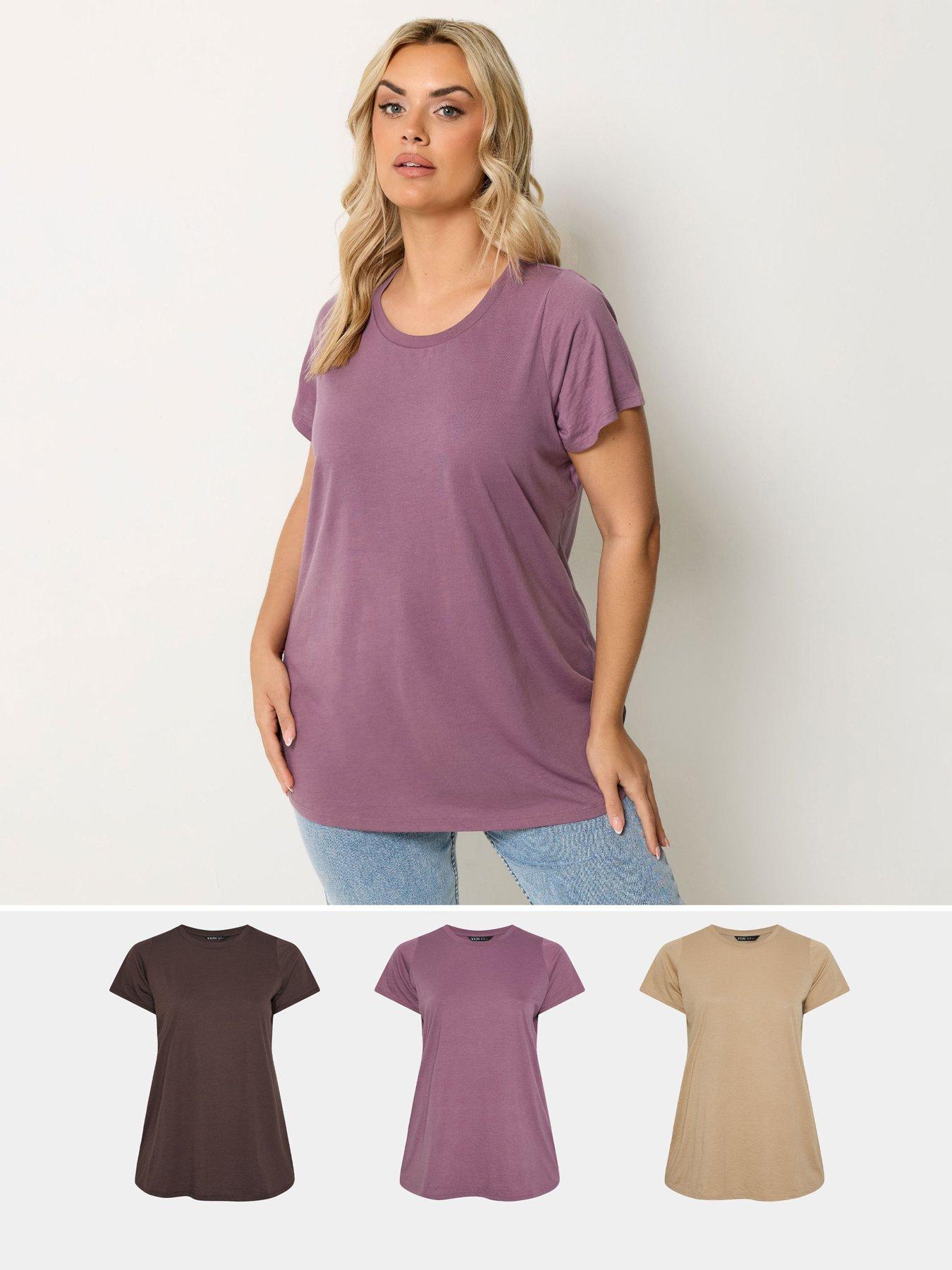 yours-curve-3-pack-short-sleeve-basic-t-shirts-multi