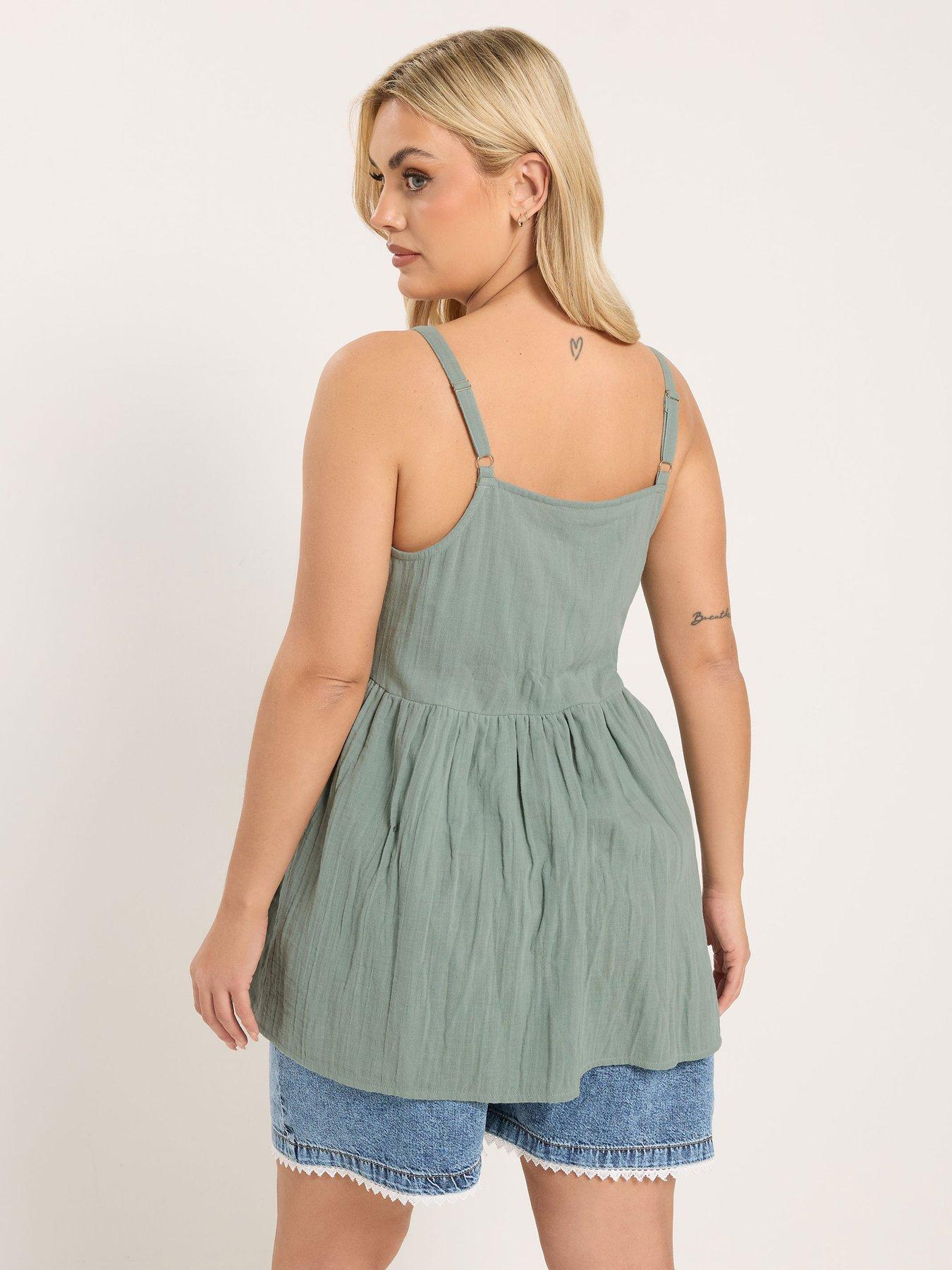 yours-curve-cheesecloth-smock-cami-top-greenstillFront