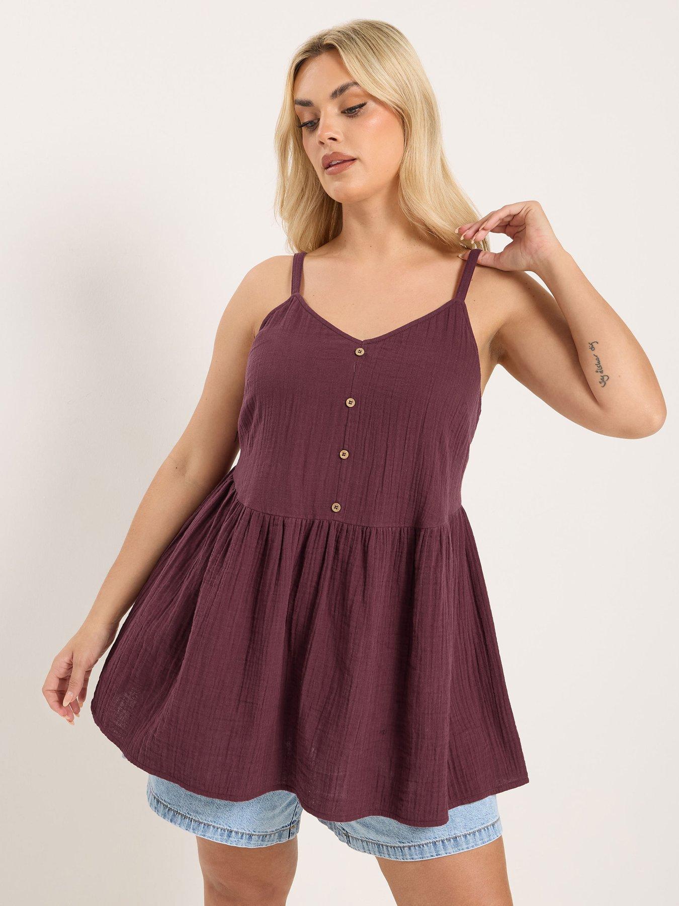 Yours Curve Cheesecloth Smock Cami - Purple