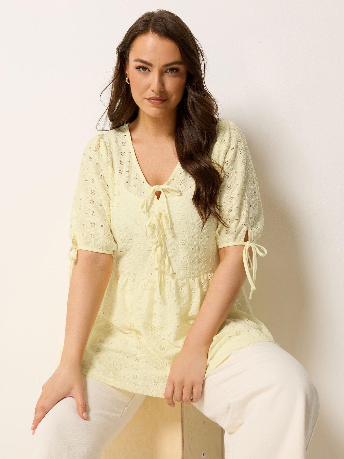 yours-curve-tie-front-broderie-peplum-top-yellowoutfit