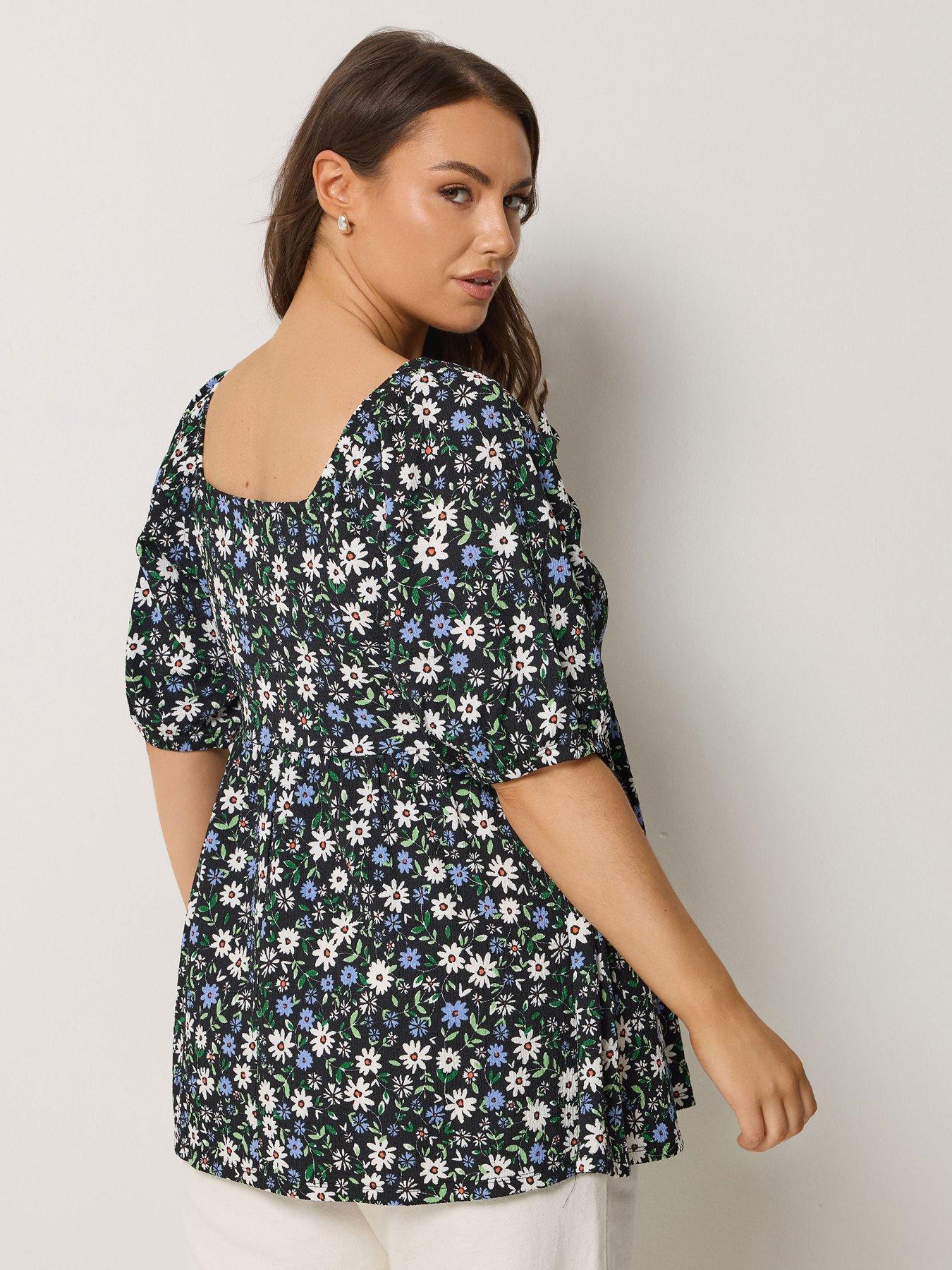 yours-curve-square-neck-ditsy-print-peplum-top-bluestillFront