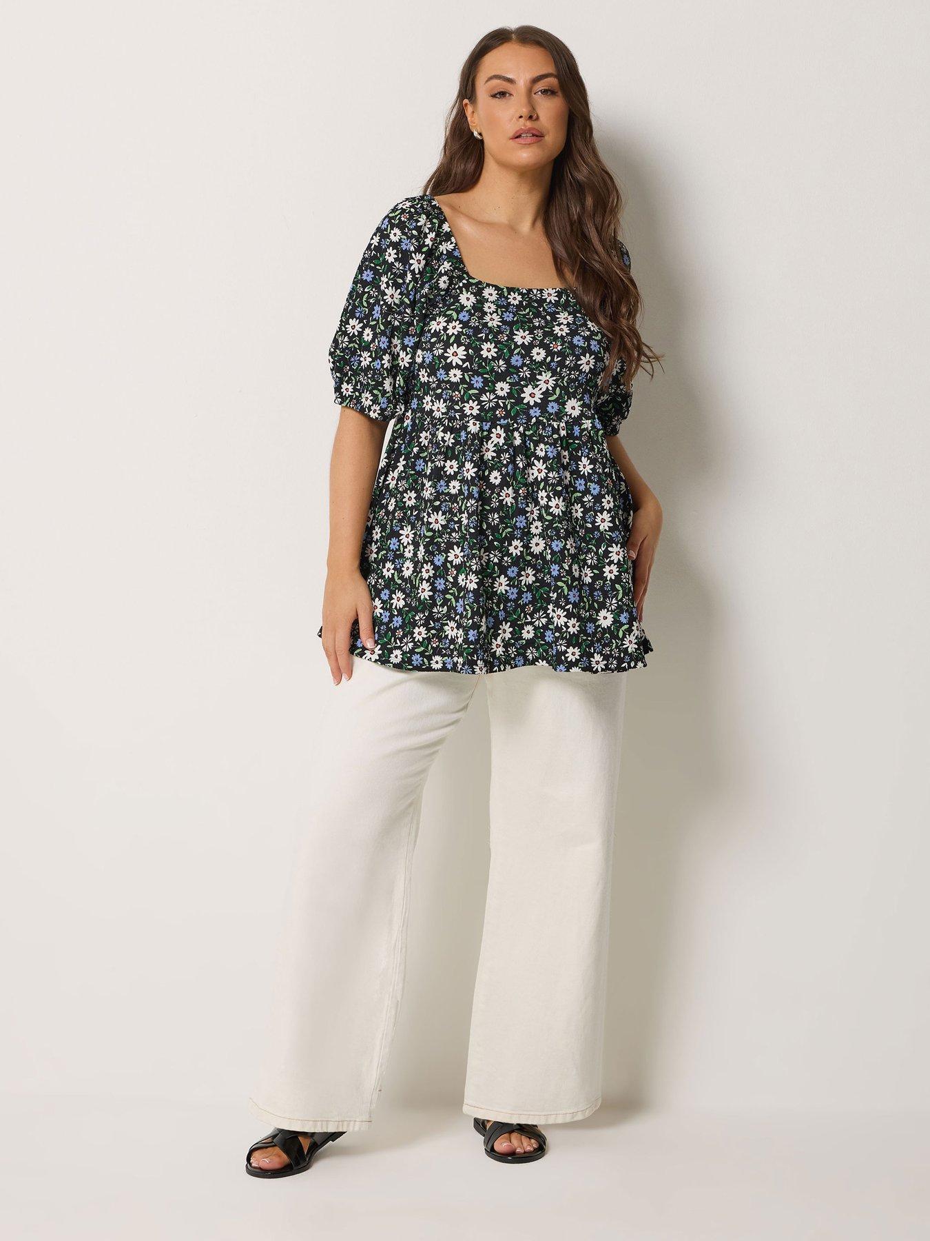 yours-curve-square-neck-ditsy-print-peplum-top-blueback