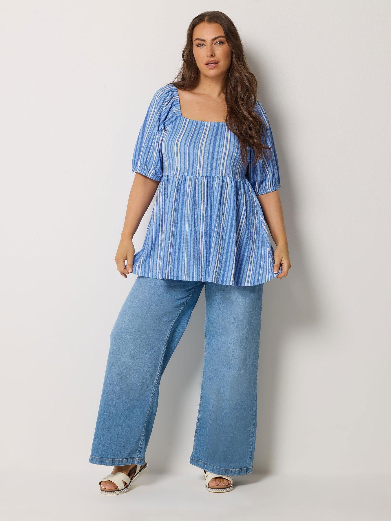 yours-curve-square-neck-striped-peplum-top-blueback