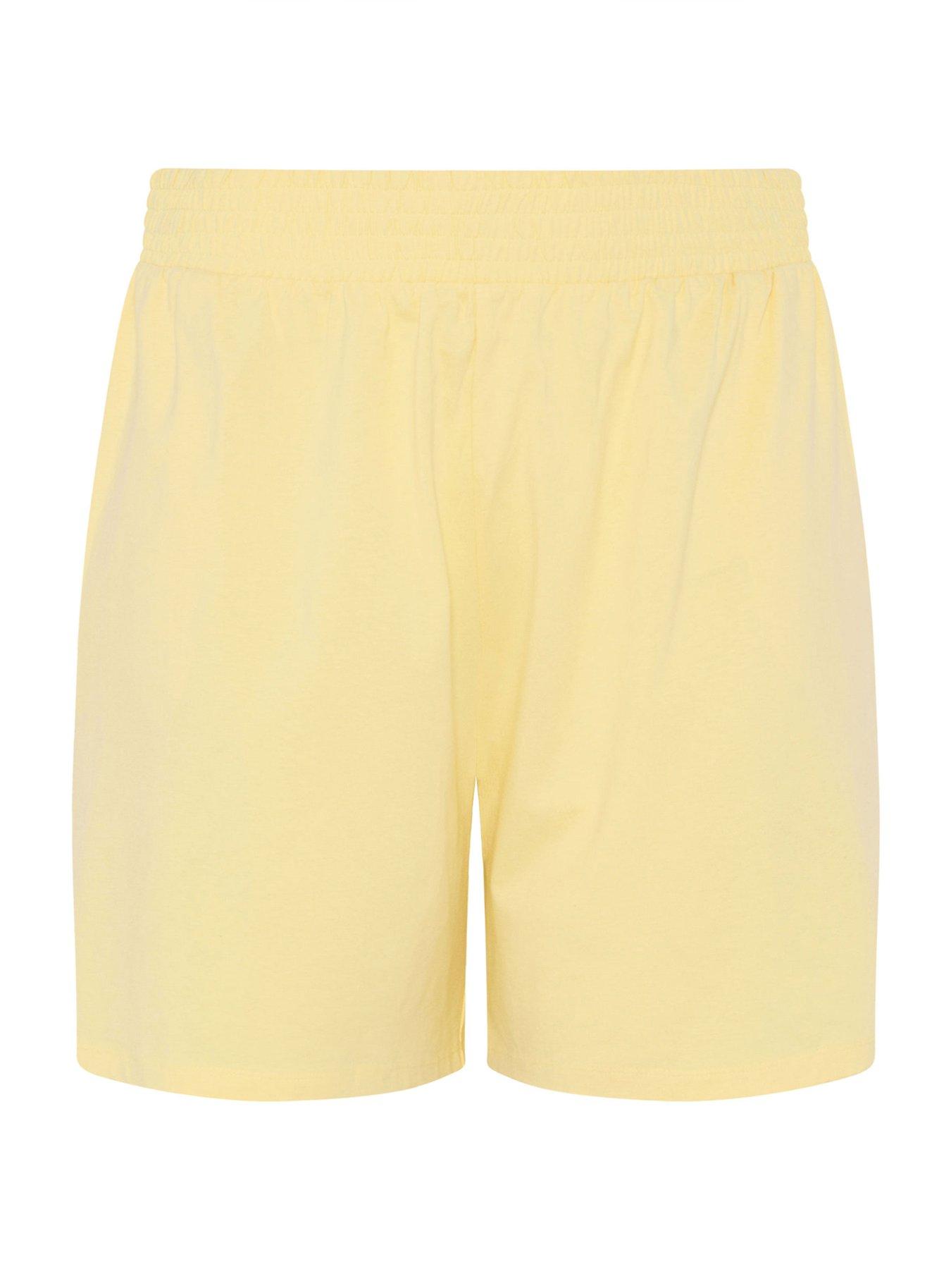 yours-curve-jersey-shirred-shorts-yellowdetail