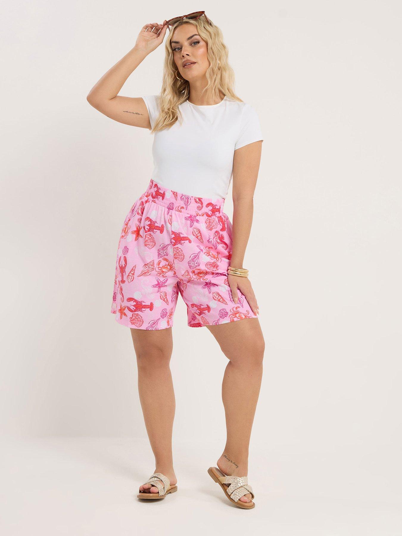 yours-curve-jersey-shirred-shorts-pinkback