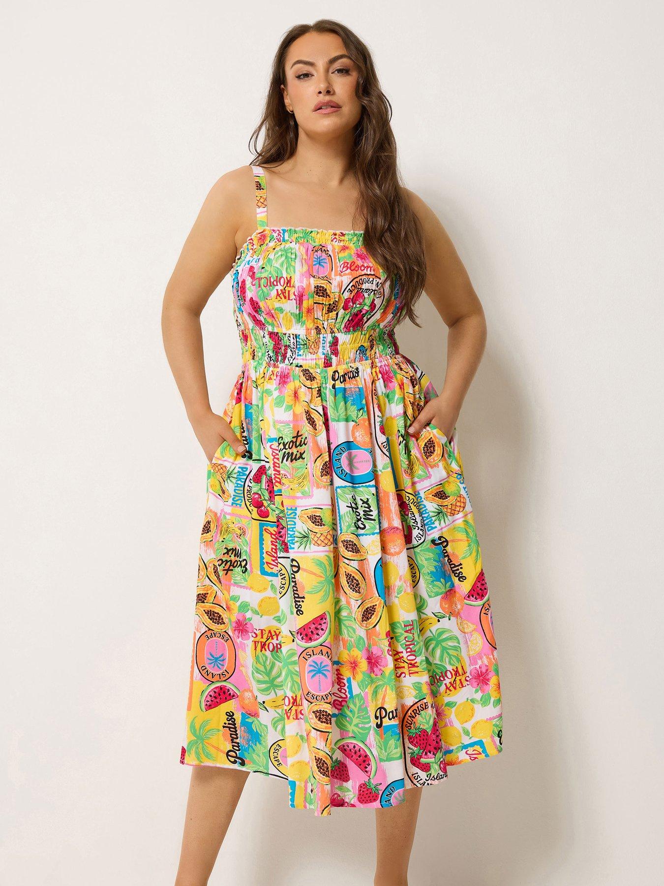 Image 1 of 4 of Yours Curve Strappy Channel Waist Midaxi Dress - White