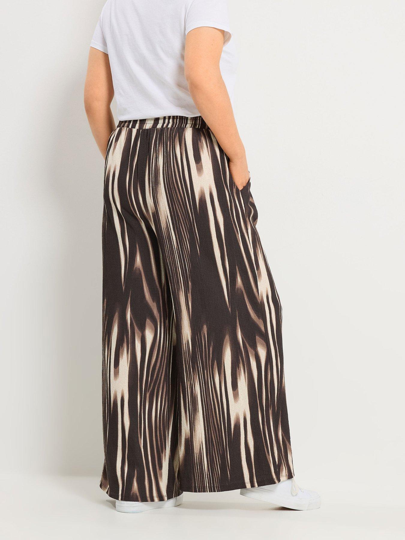 yours-curve-jersey-wide-leg-printed-trousers-brownstillFront