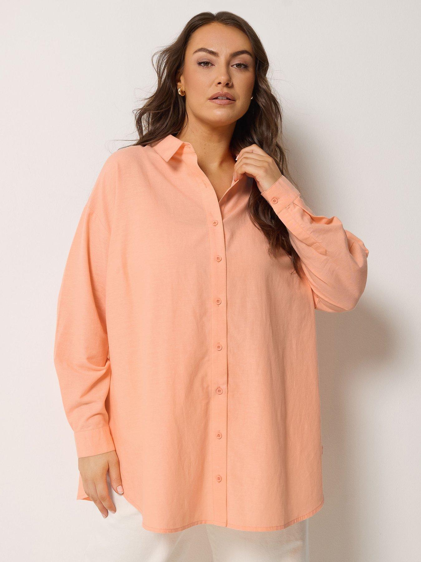 yours-curve-long-sleeve-linen-shirt-orangeoutfit
