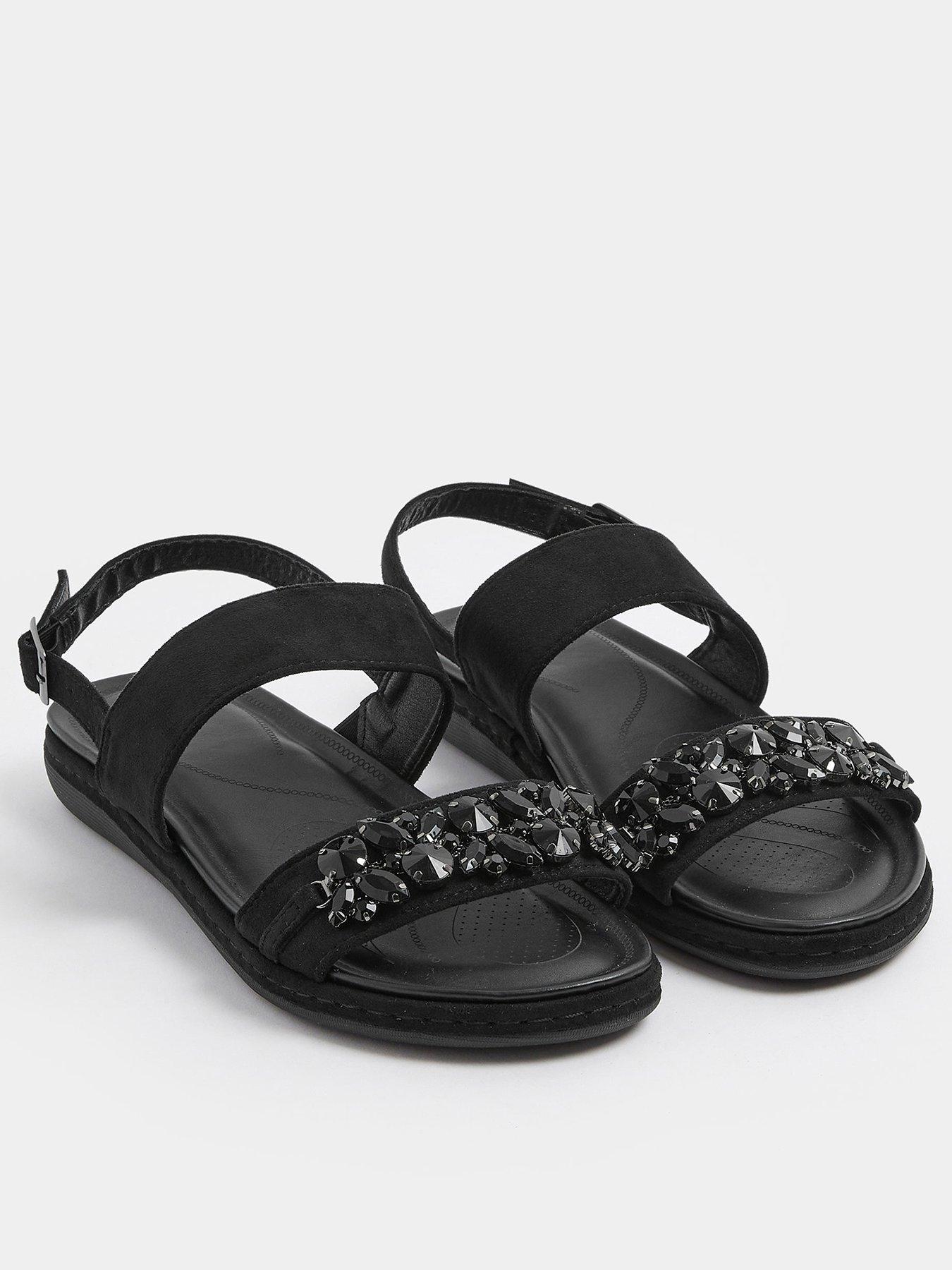 yours-extra-wide-fit-glitz-two-part-sandal-blackstillFront