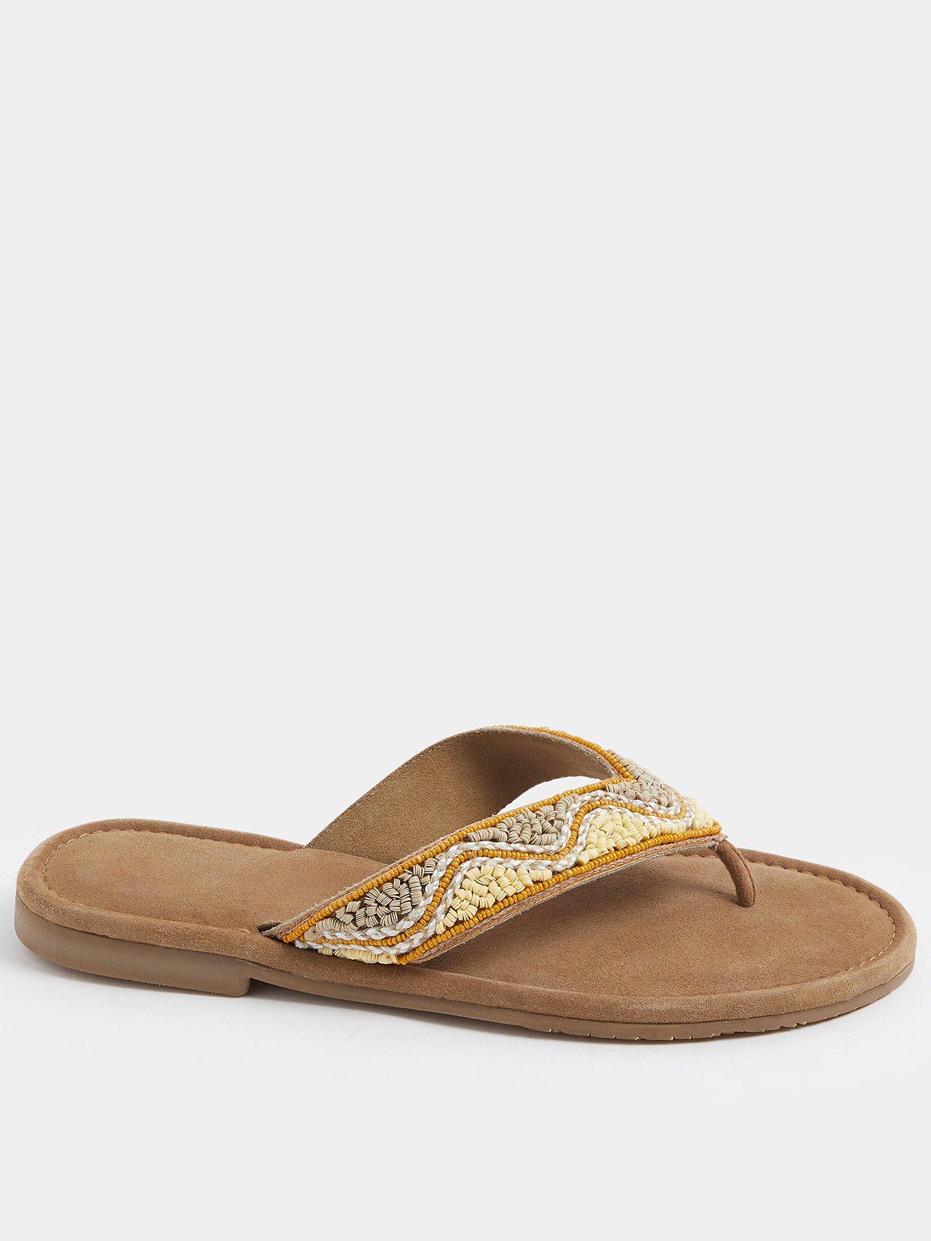 Image 1 of 4 of Yours Extra Wide Fit Beaded Toe Sandals - Cream