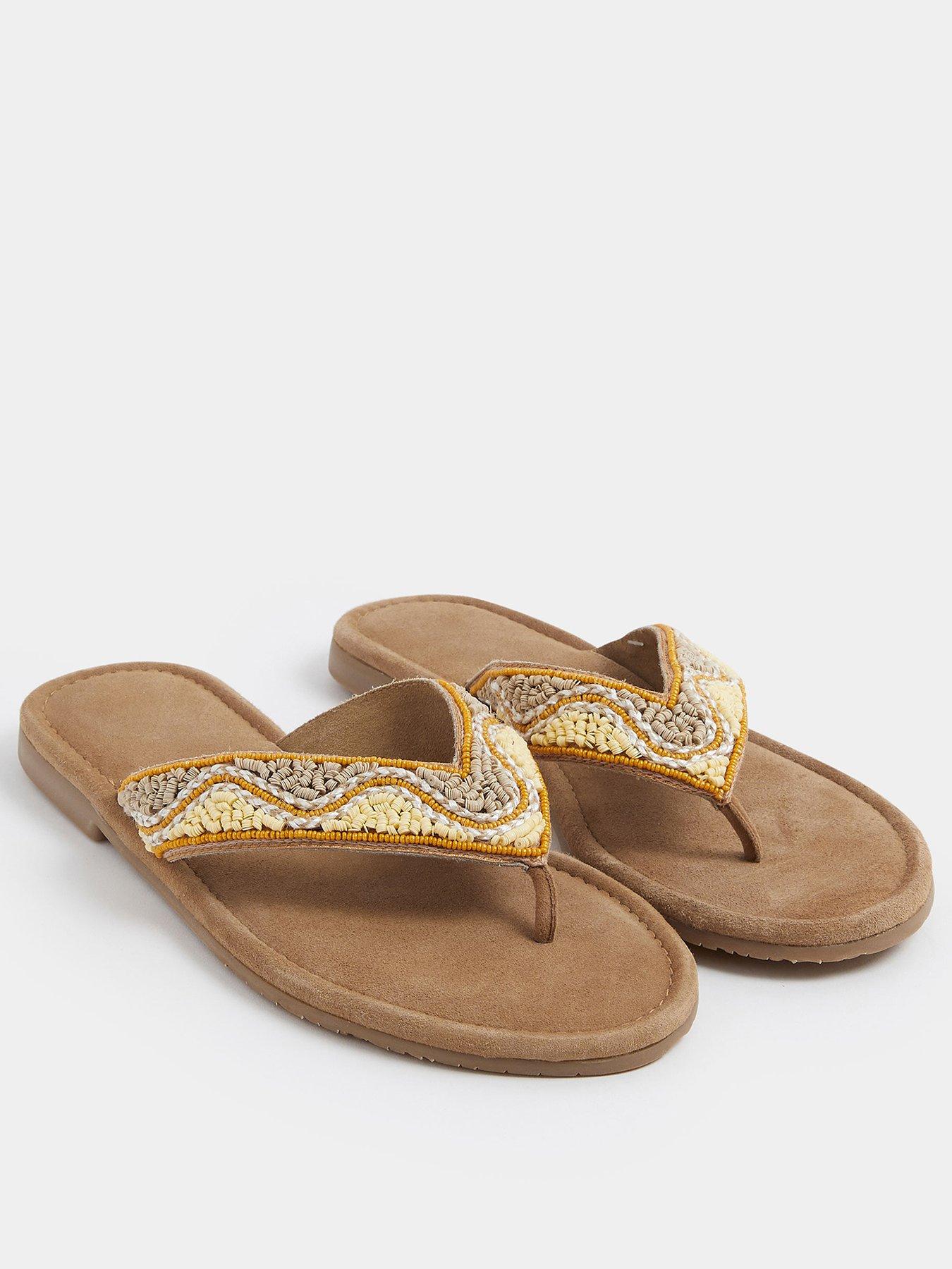 Image 2 of 4 of Yours Extra Wide Fit Beaded Toe Sandals - Cream