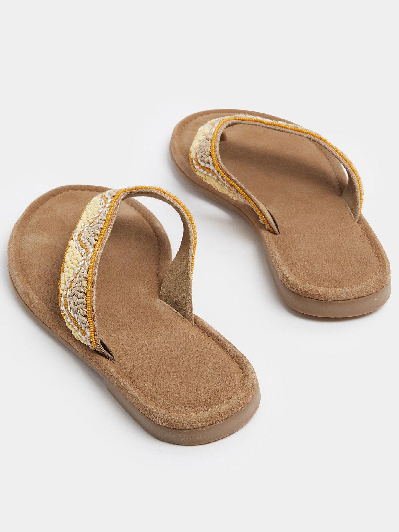 Image 3 of 4 of Yours Wide Fit Beaded Toe Sandals - Cream