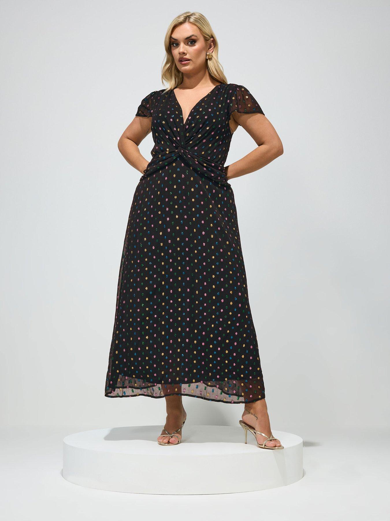 Image 3 of 5 of Yours Curve Twist Front Metallic Dress