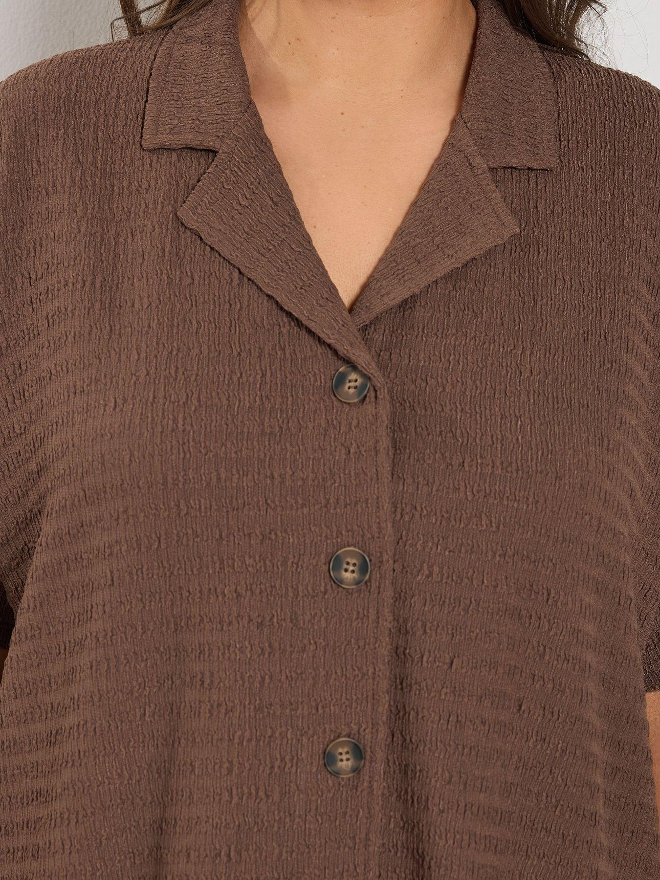yours-curve-textured-resort-shirt-brownoutfit