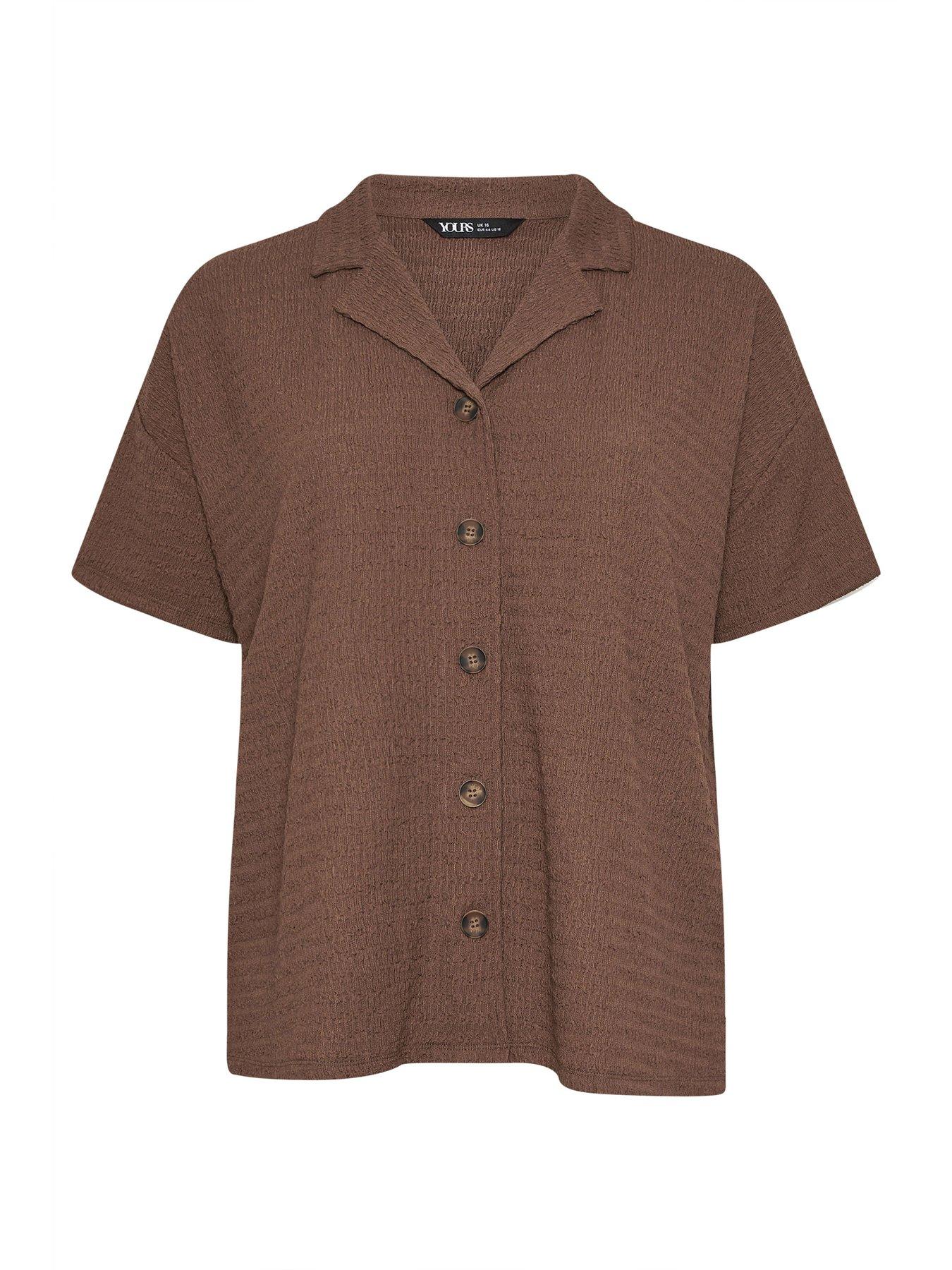 yours-curve-textured-resort-shirt-browndetail