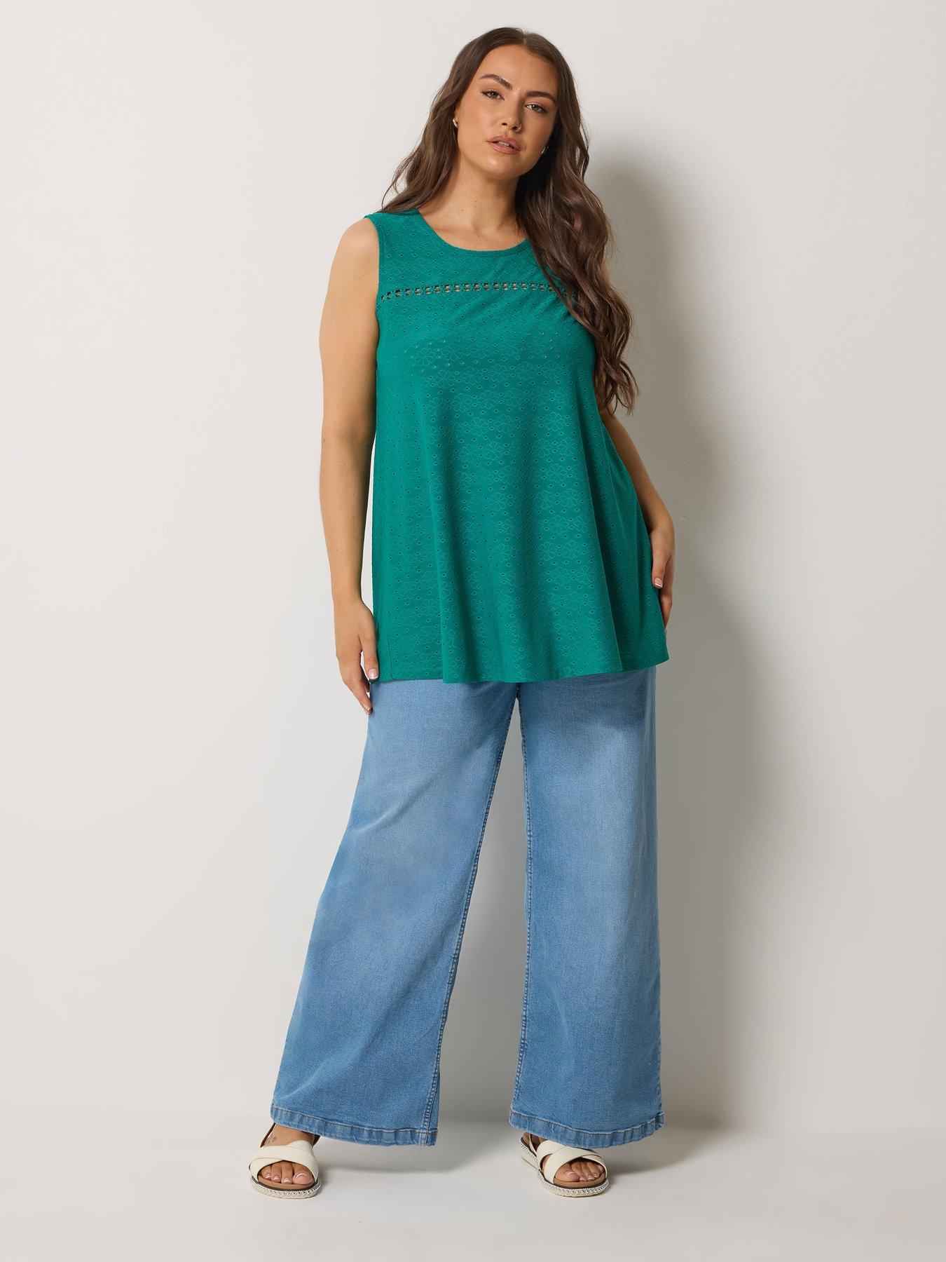 Image 3 of 5 of Yours Curve Broderie Crochet Vest - Green