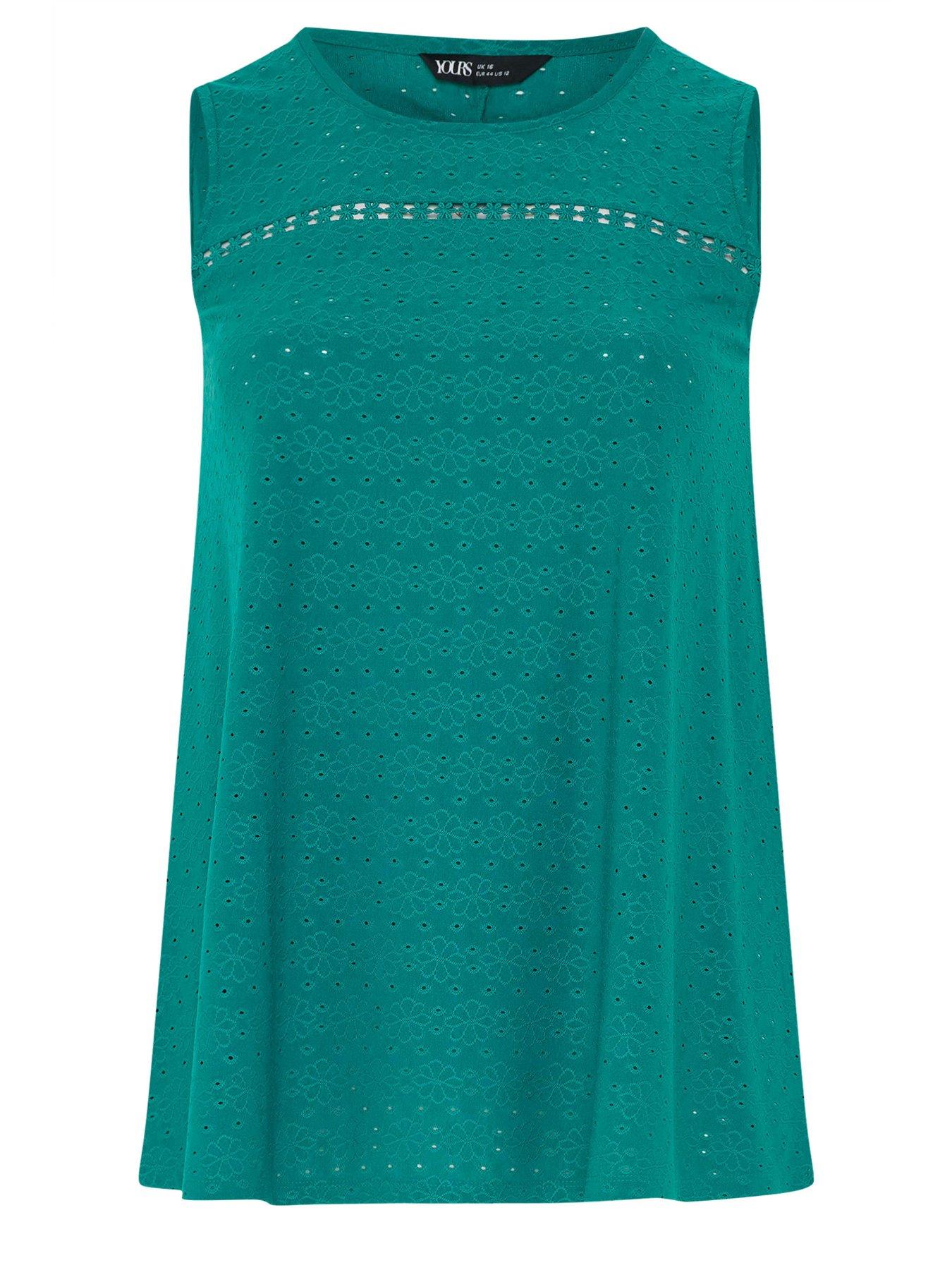 Image 5 of 5 of Yours Curve Broderie Crochet Vest - Green