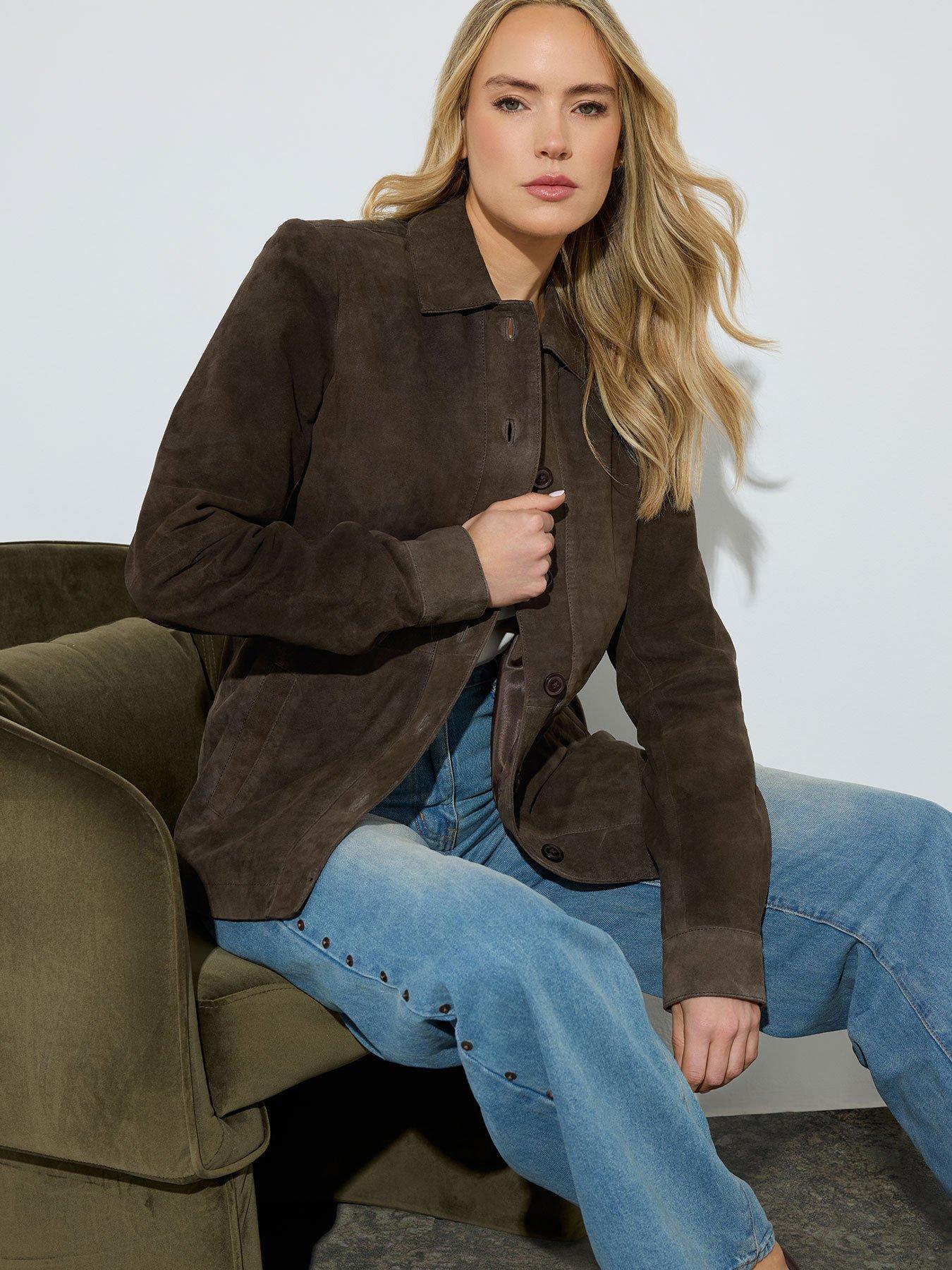 Long Tall Sally Premium Suede Jacket - Brown