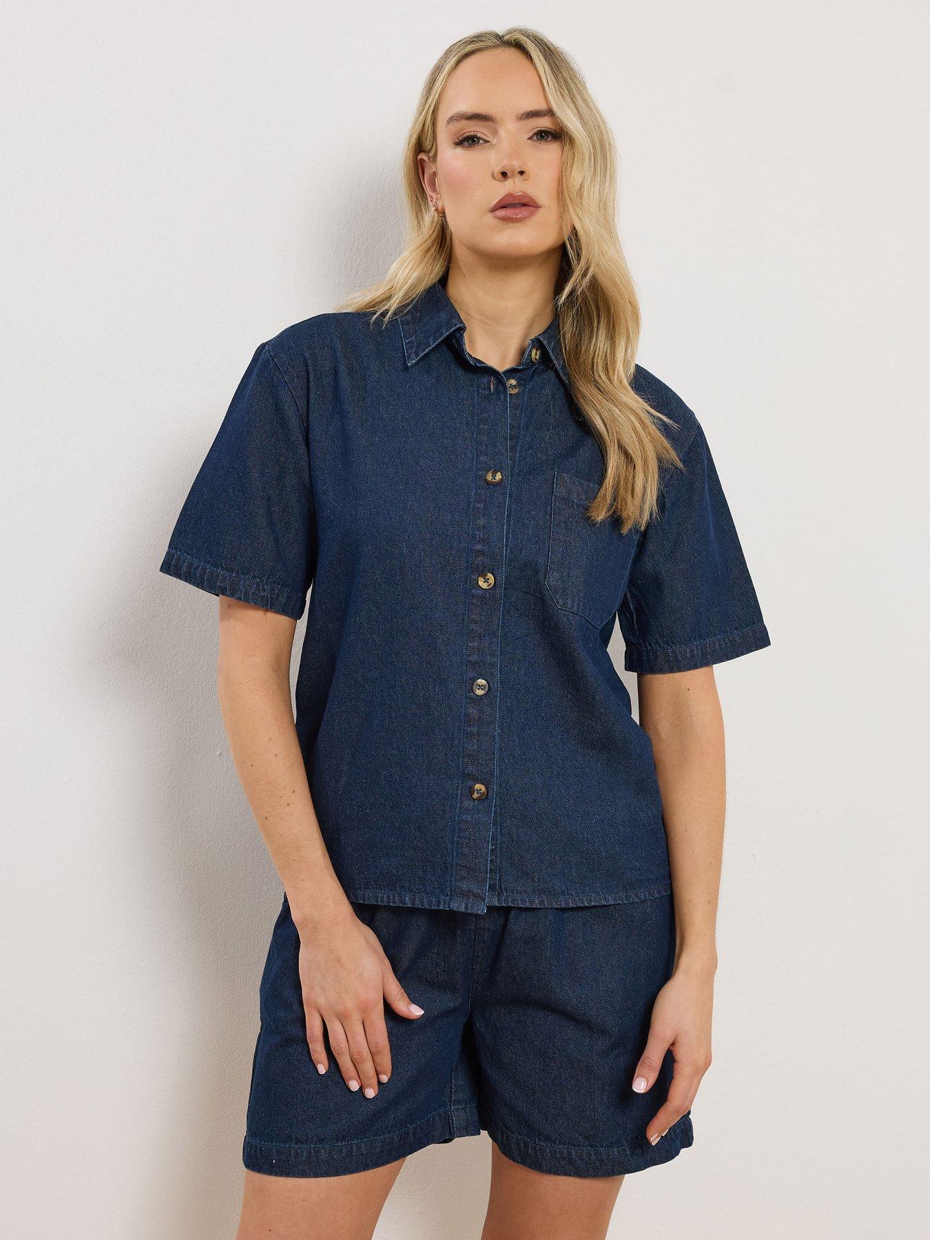 Image 1 of 5 of Long Tall Sally Denim Short Sleeve - Blue