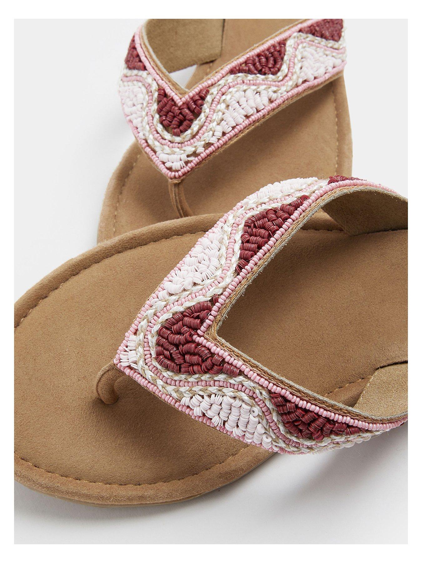 Image 4 of 4 of Yours Wide Fit Beaded Toe Sandal
