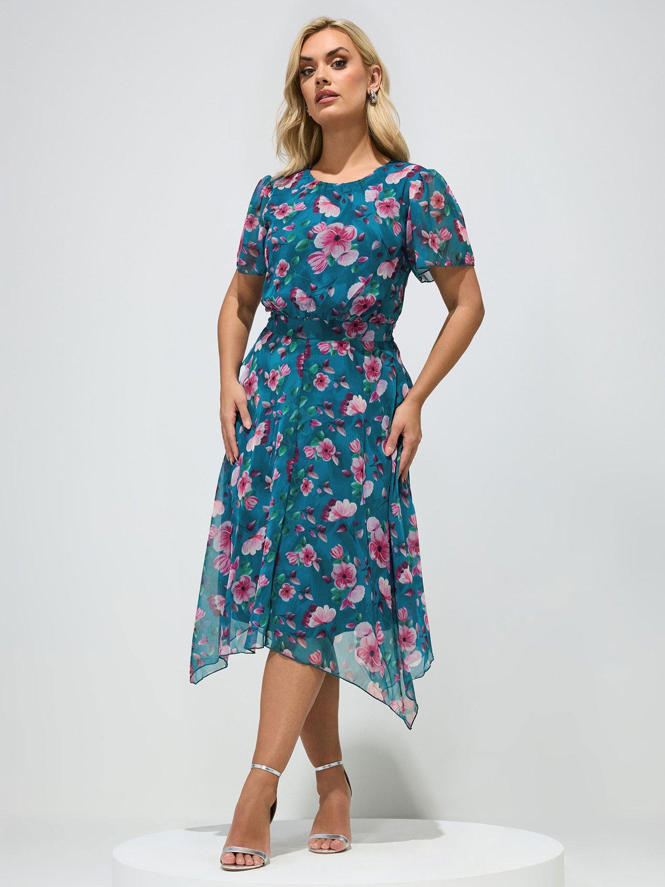plus size midi dresses for women Plus Size Sequin Floral Detail Midi Dress Sequin Floral Detail Midi Ma –  The Dress Outlet main image 1