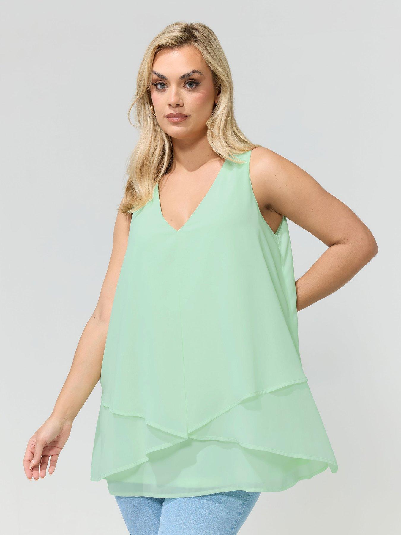 Image 1 of 4 of Yours Curve Layered Top - Green