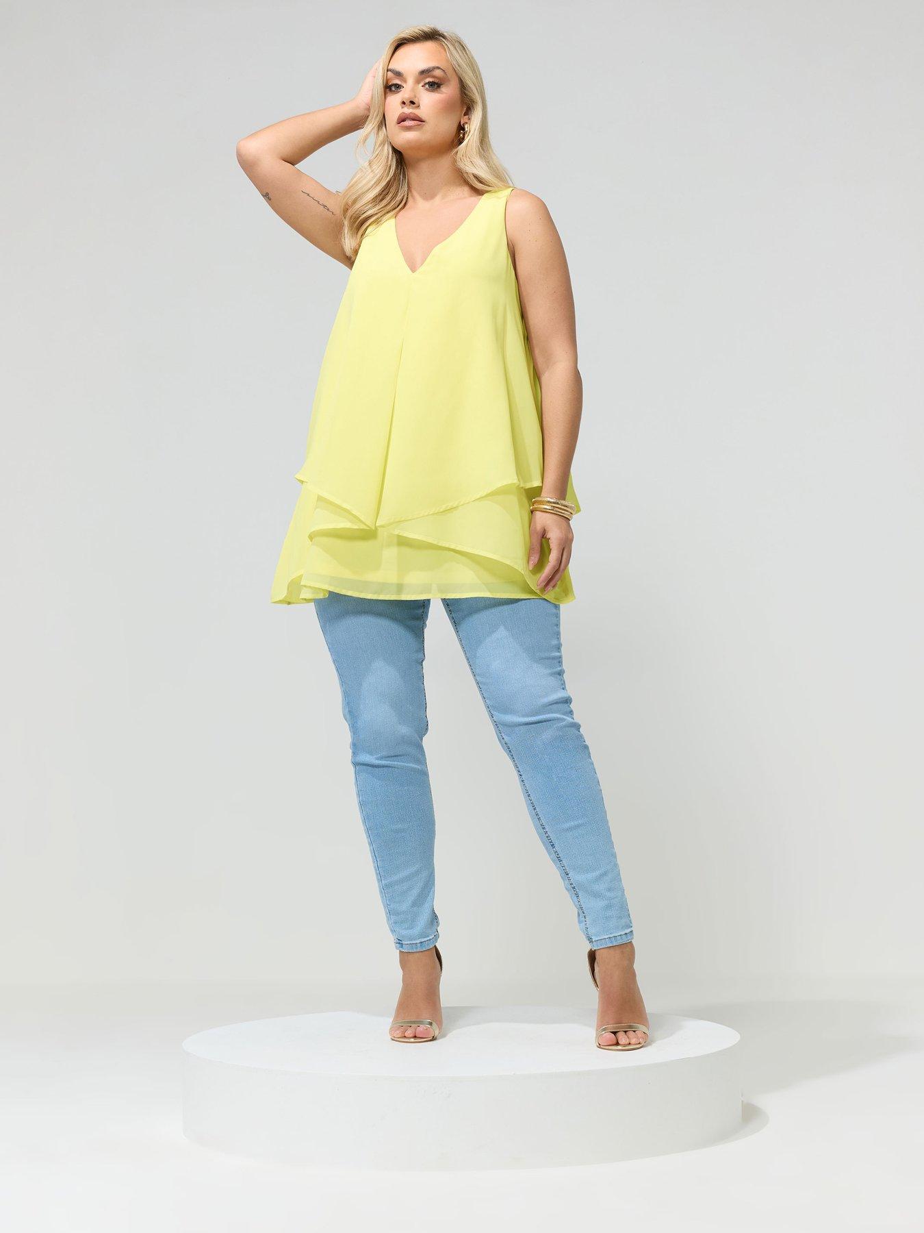 Image 3 of 5 of Yours Curve Layered Top - Yellow