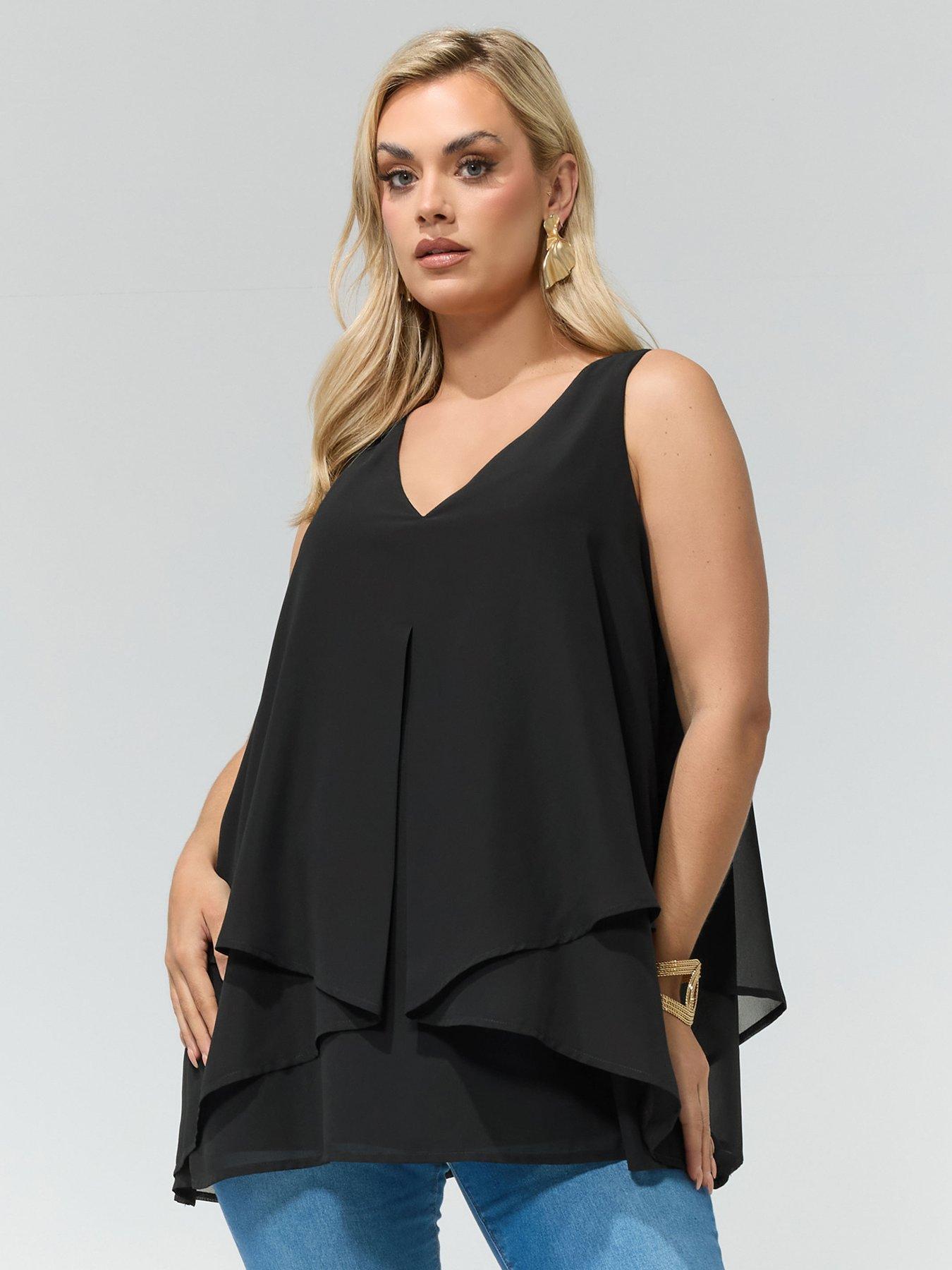Image 1 of 5 of Yours Curve Layered Top - Black