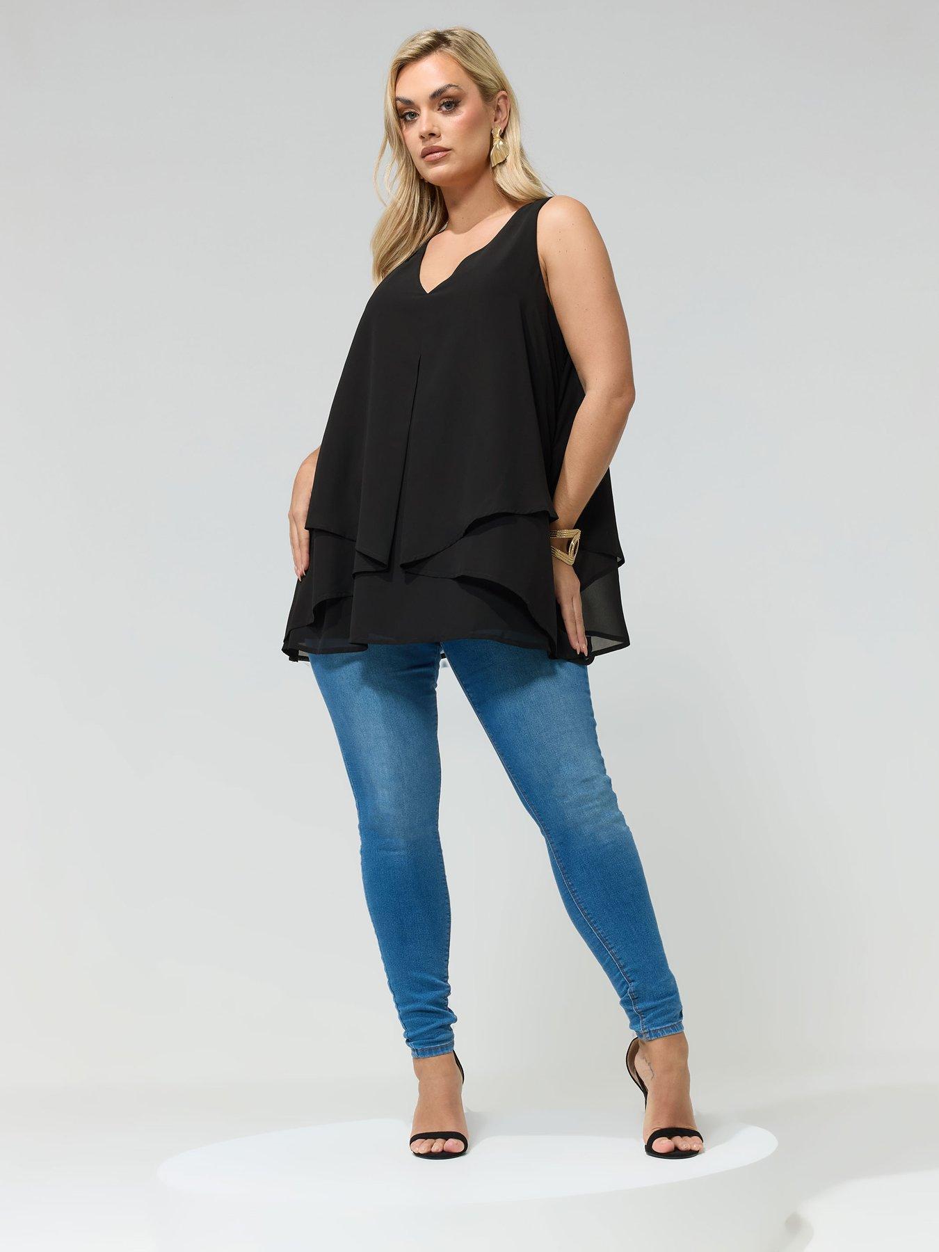 Image 3 of 5 of Yours Curve Layered Top - Black