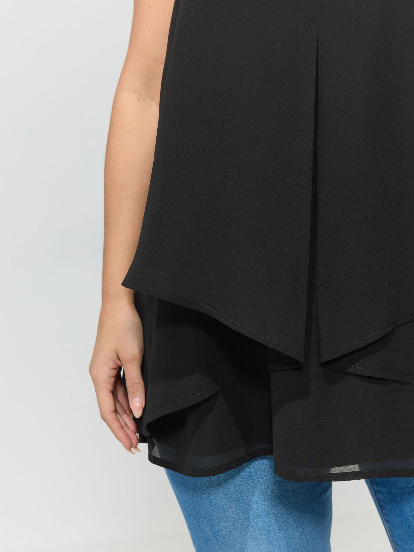 Image 4 of 5 of Yours Curve Layered Top - Black