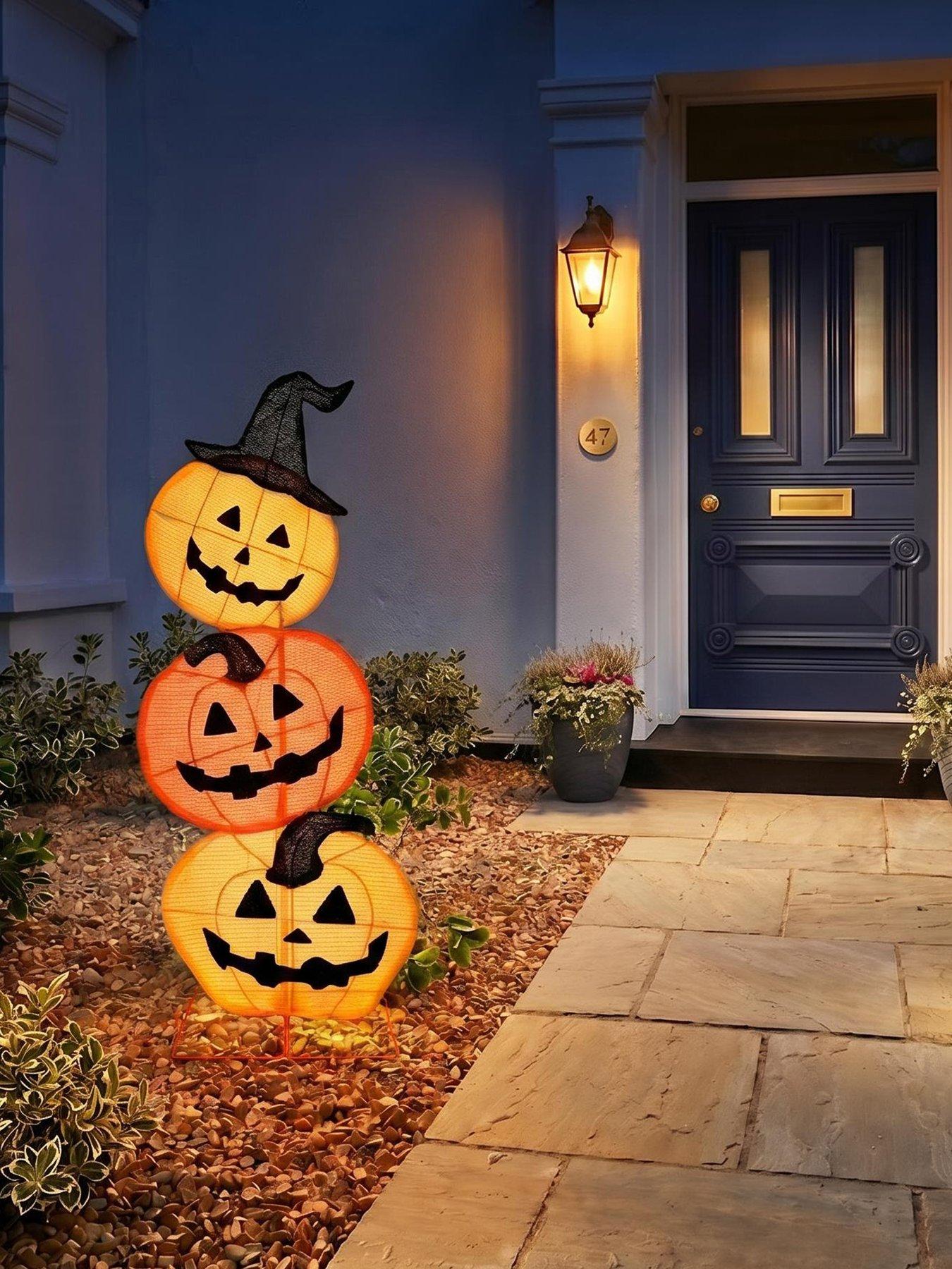 Image 1 of 6 of The Very Collection Light Up&nbsp;Stacked Pumpkin Outdoor Halloween Decoration