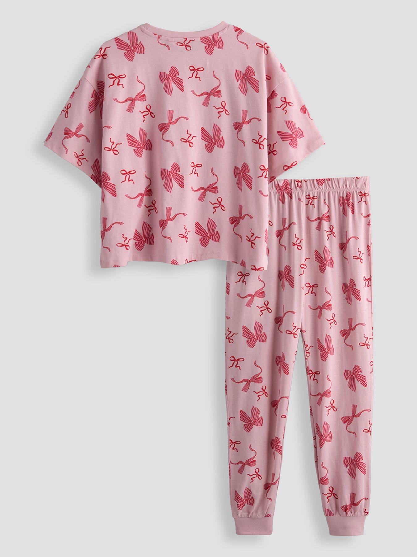 Image 2 of 4 of The Very Collection Girls Bow Print Jersey Short Sleeve Pyjama